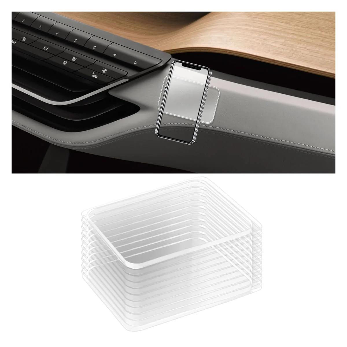 10 Pack Sticky Gel Pads, Traceless Clear Double Sided Gripping Pads, Washable Reusable Super Adhesive Pad, Anti Slip Pad Holder Mat for Car Dashboard Cell Phone Home Office Walls