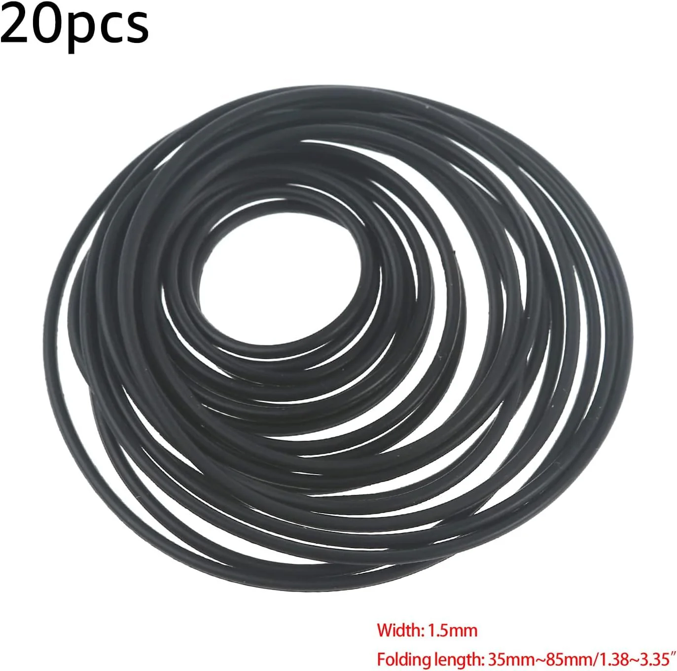 20 Pcs Black Recorder Rubber Belts 1.5mm Round Cassette Recorder Repair Maintenance Belt Video Accessories Cassette Belt Replacement Round Tape Decks CD for Tape Players - Image 2