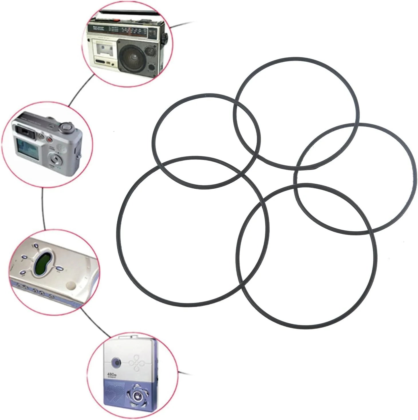 20 Pcs Black Recorder Rubber Belts 1.5mm Round Cassette Recorder Repair Maintenance Belt Video Accessories Cassette Belt Replacement Round Tape Decks CD for Tape Players - Image 3