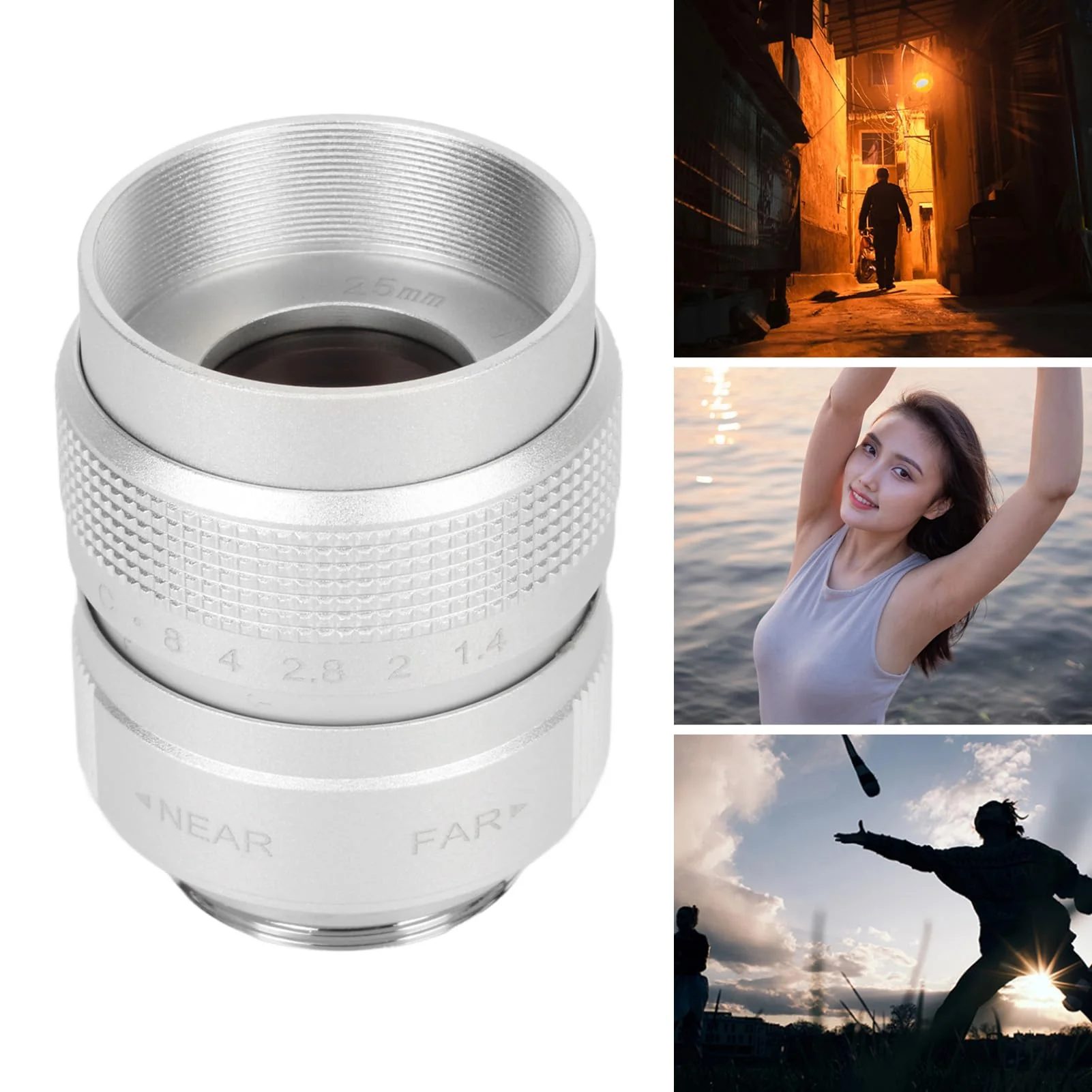 25mm F1.4 CCTV Lens, C Mount Camera Lens with 19.6 Wide Viewing Angle, CCTV Video Vari Zoom Lens for Shop Parking House Warehouse (Silver) silver - Image 5