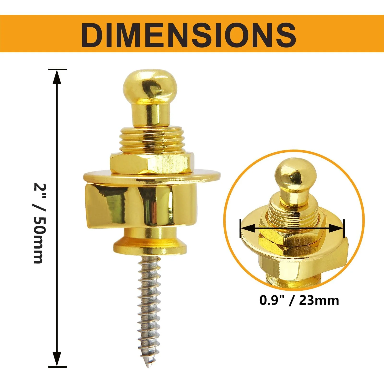 2PCS Guitar Strap Locks, Metal Heavy Duty Guitar Straplocks Replacement, Buttons Quick Release Security retainer System, Gold Strap lock Set for Classical Electric Guitar 2 Pieces - Image 3