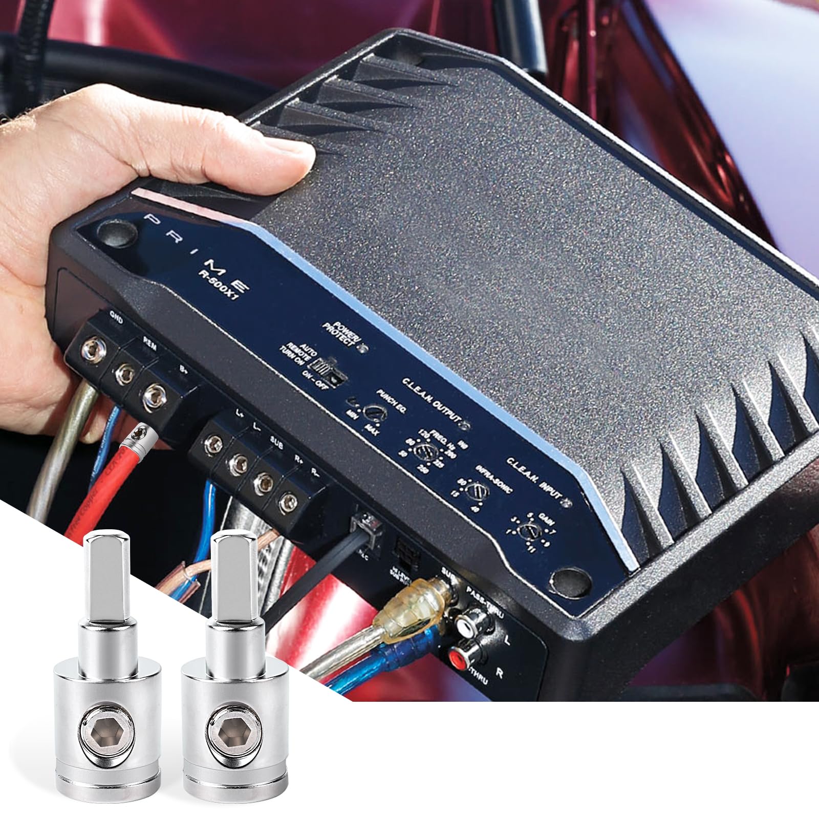 2PCS Heavy-Duty Car Stereo Audio Wire Reducer - 0 Gauge to 4 Gauge for Amp Input, AWG Pin Power & Ground Connection, Fits Most Cars 2PCS（0 to 4 Gauge） - Image 6