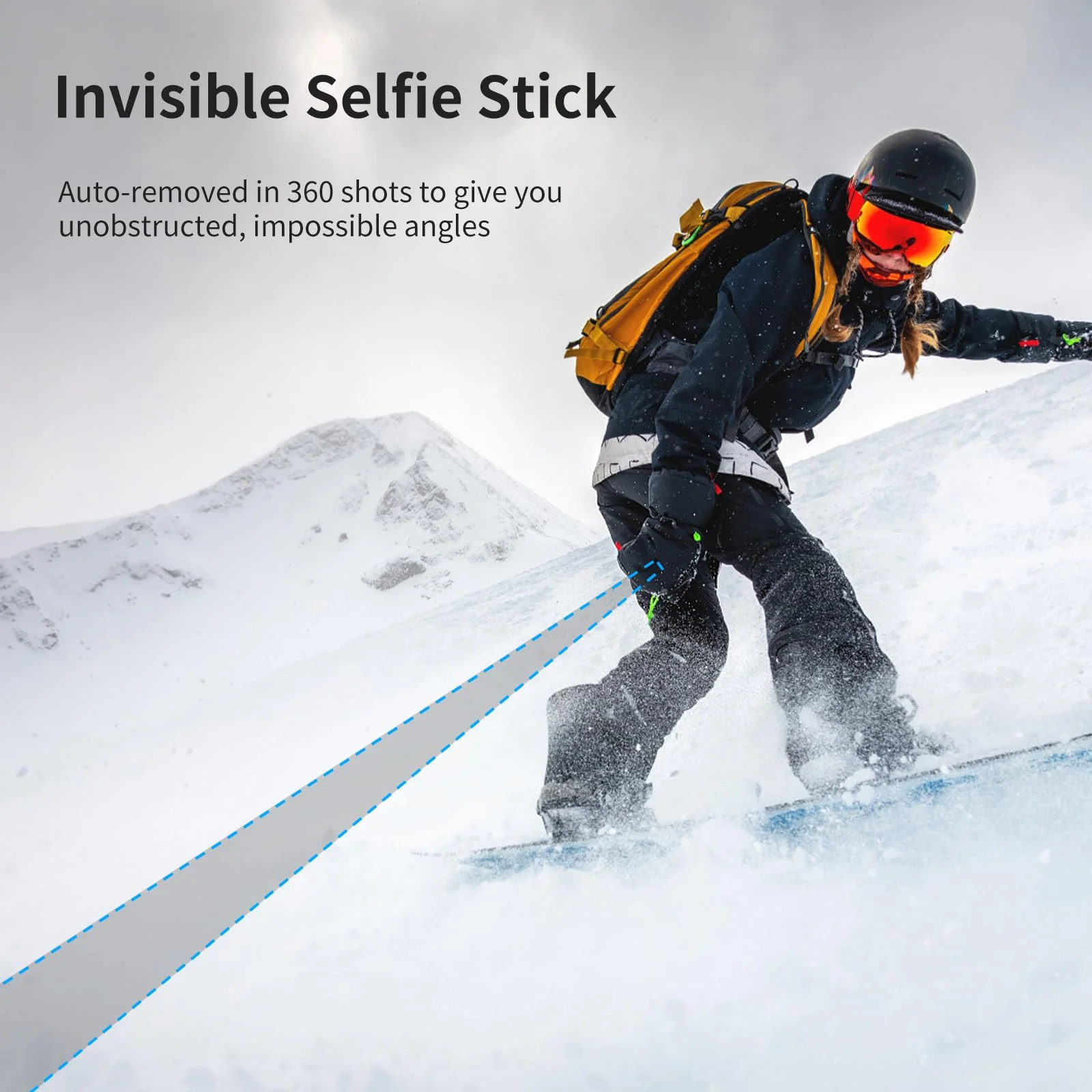 59in Invisible Selfie Stick Tripod for Insta360 X4/GO 3/X3/ONE RS/ONE X2/ONE X/GO 2/ONE R/ONE - ULANZI TT52 Extension Pole Selfie Stick Handle Grip Adjustable Waterproof for GoPro DJI and More - Image 3