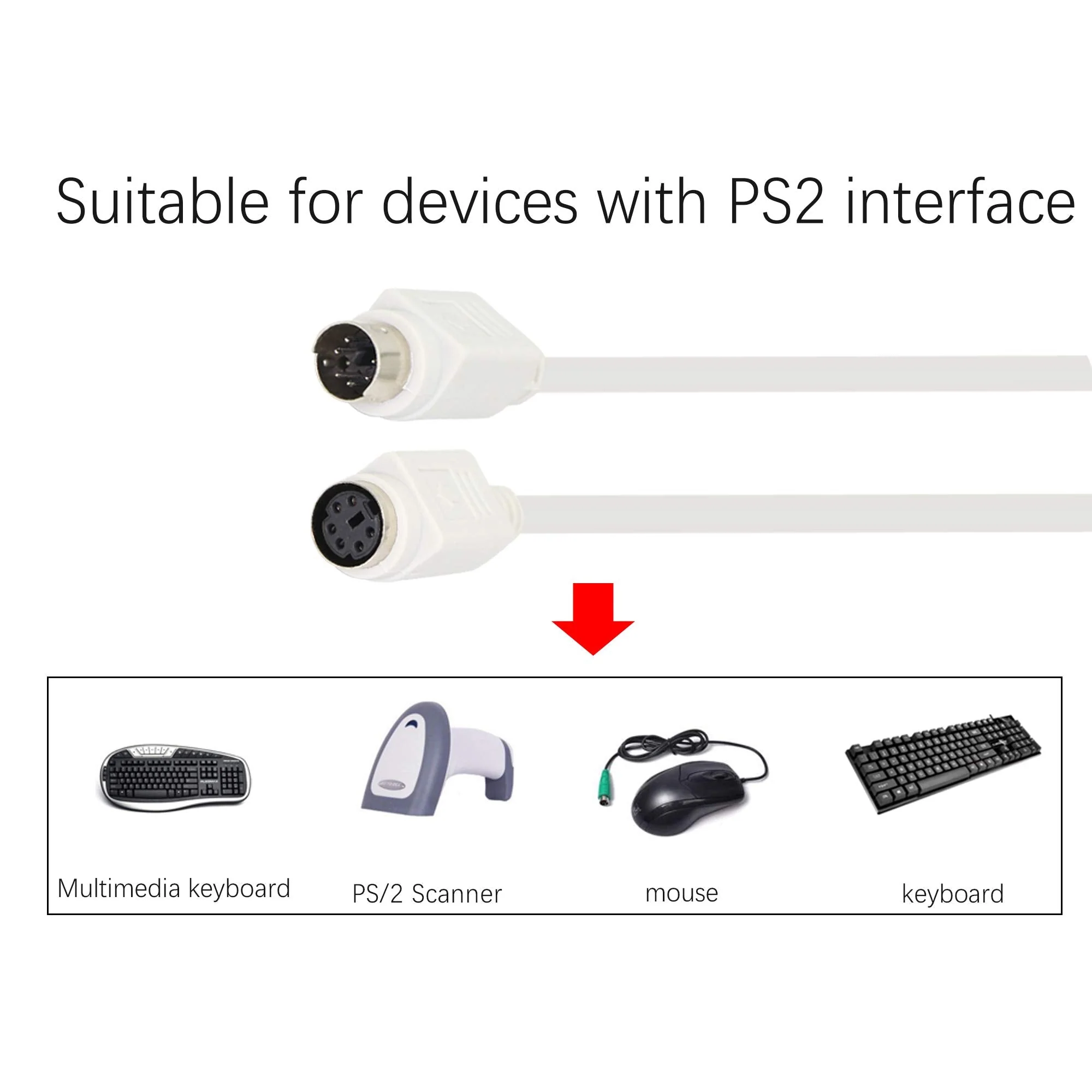8.5 Feet PS/2 Mouse and Keyboard Extension Cable, 28AWG PS/2 6-Pin Male to Female Extension Cable YOUCHENG for PS/2 Round Mouse, Keyboard Extension - Image 7