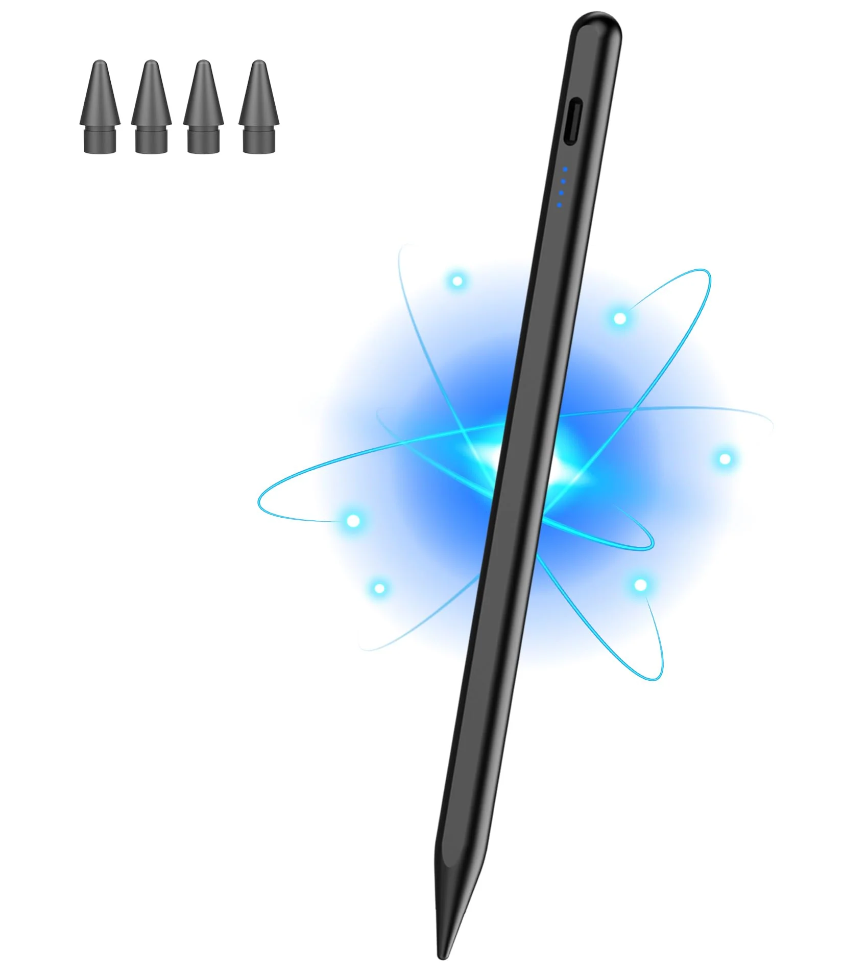 Active Stylus Pen for iPad(2018-2023), iPad Pencil 9th Generation with Palm Rejection, Magnetic, iPad Stylus Pen Compatible with Apple iPad Pro 11/12.9 inch, iPad Mini 5/6/Air3/4/5, iPad 6/7/8/9/10 Black-01