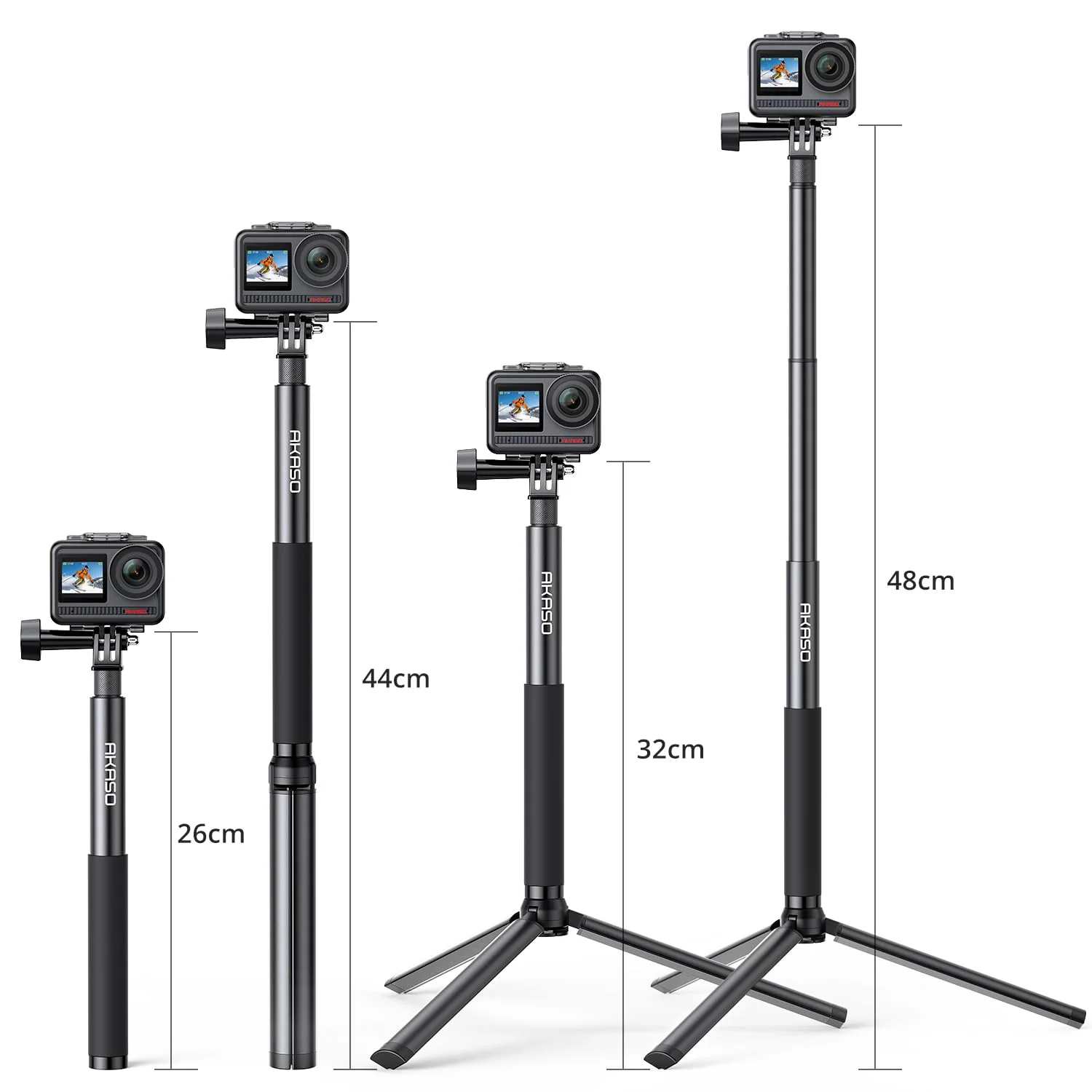 AKASO 1.2M Extendable Selfie Stick and a Tripod Stand Action Camera Accessories Compatible with AKASO EK7000/Brave 4/Brave 7 LE/Brave 7/V50X/V50 Elite/GoPro Hero 12/11/10/9/8/7/Max/DJI Osmo Action (120cm) Selfie Stick Tripod - Image 4