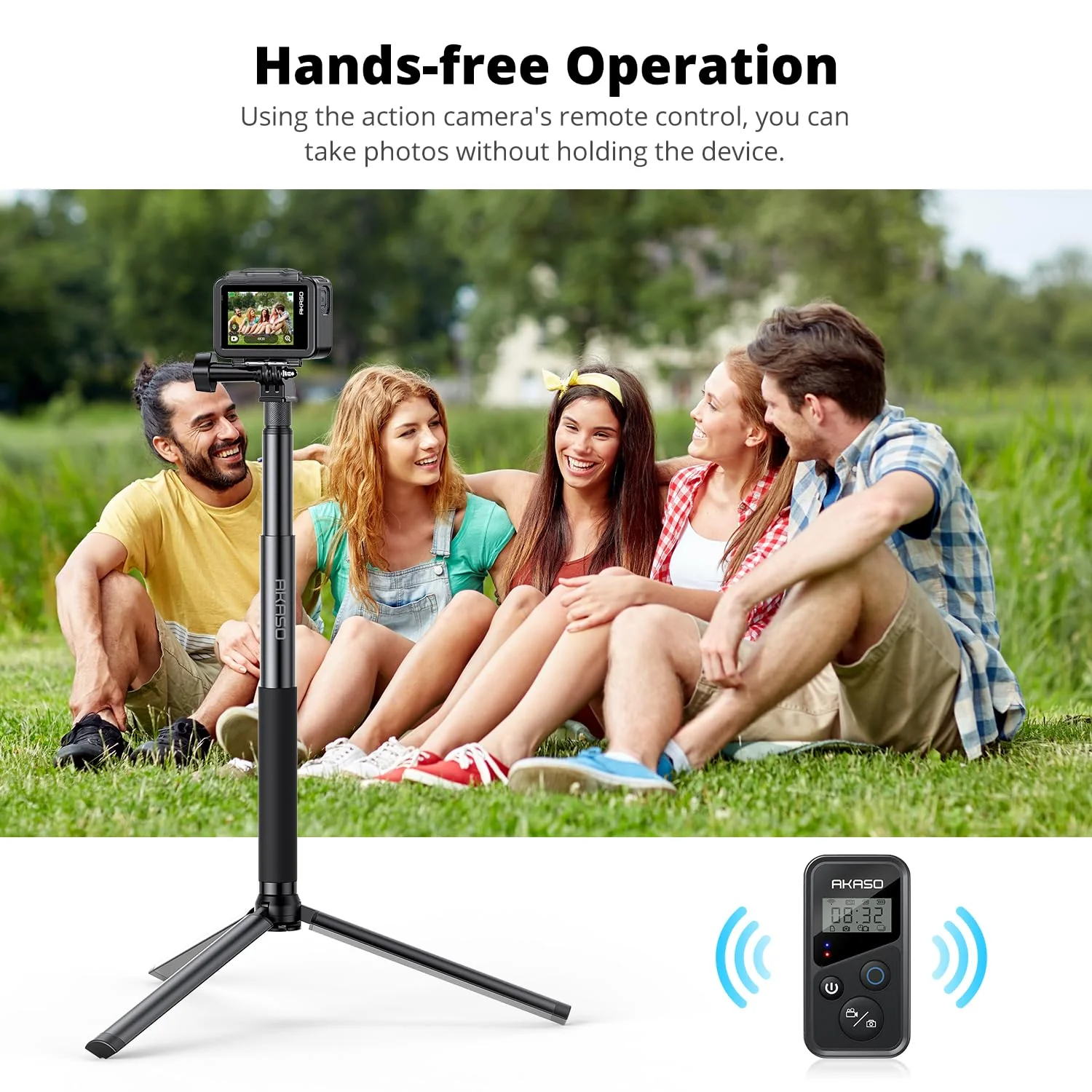 AKASO 1.2M Extendable Selfie Stick and a Tripod Stand Action Camera Accessories Compatible with AKASO EK7000/Brave 4/Brave 7 LE/Brave 7/V50X/V50 Elite/GoPro Hero 12/11/10/9/8/7/Max/DJI Osmo Action (120cm) Selfie Stick Tripod - Image 6