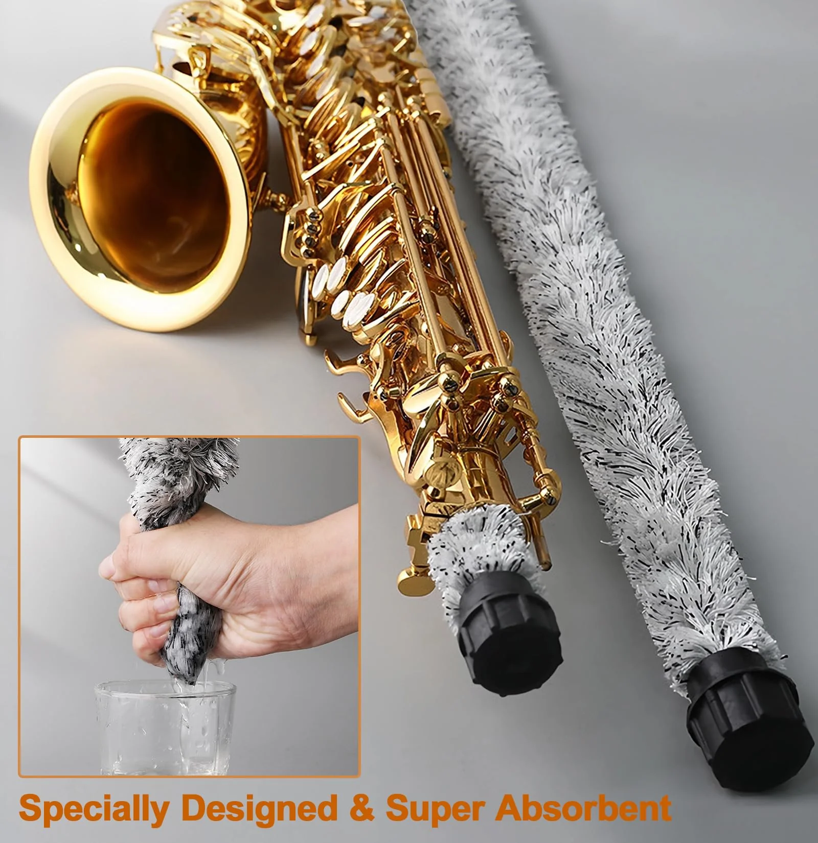 Alto Saxophone Cleaning Swab, Alto Sax Pad Saver Brush Cleaner, Ultra Absorbent Cotton Sax Cleaning & Care Kit, Suitable for Alto Sax, Length 21'' Swab for Alto - Image 3