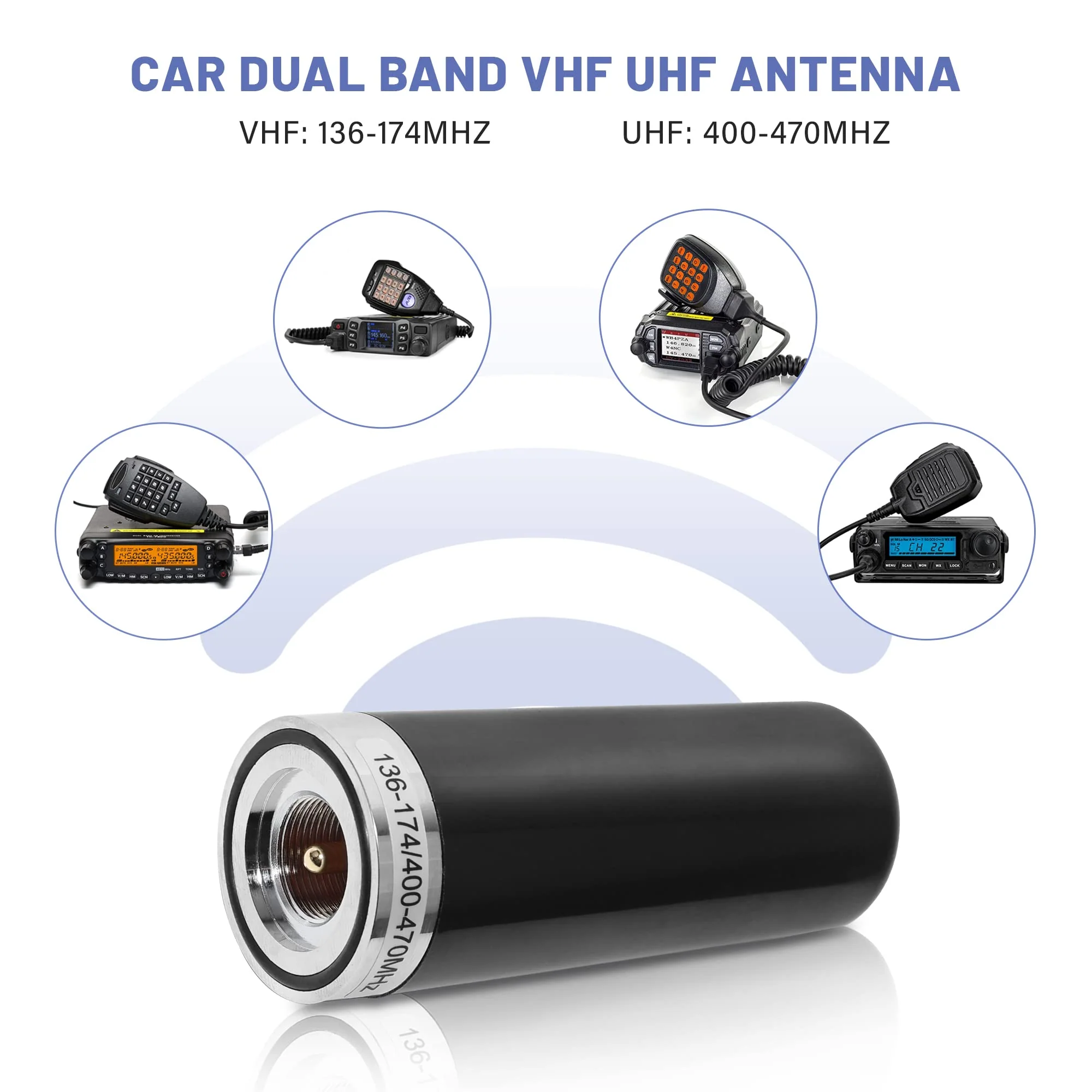 Anina Vehicle Ham Mobile Radio Antenna Dual Band VHF UHF 136-174/400-470 MHZ with Lip Mount Fixed Bracket W/ PL259 Male to SO239 Female Extension 16.5ft RG58 Pure Copper Coaxial Cable - Image 2