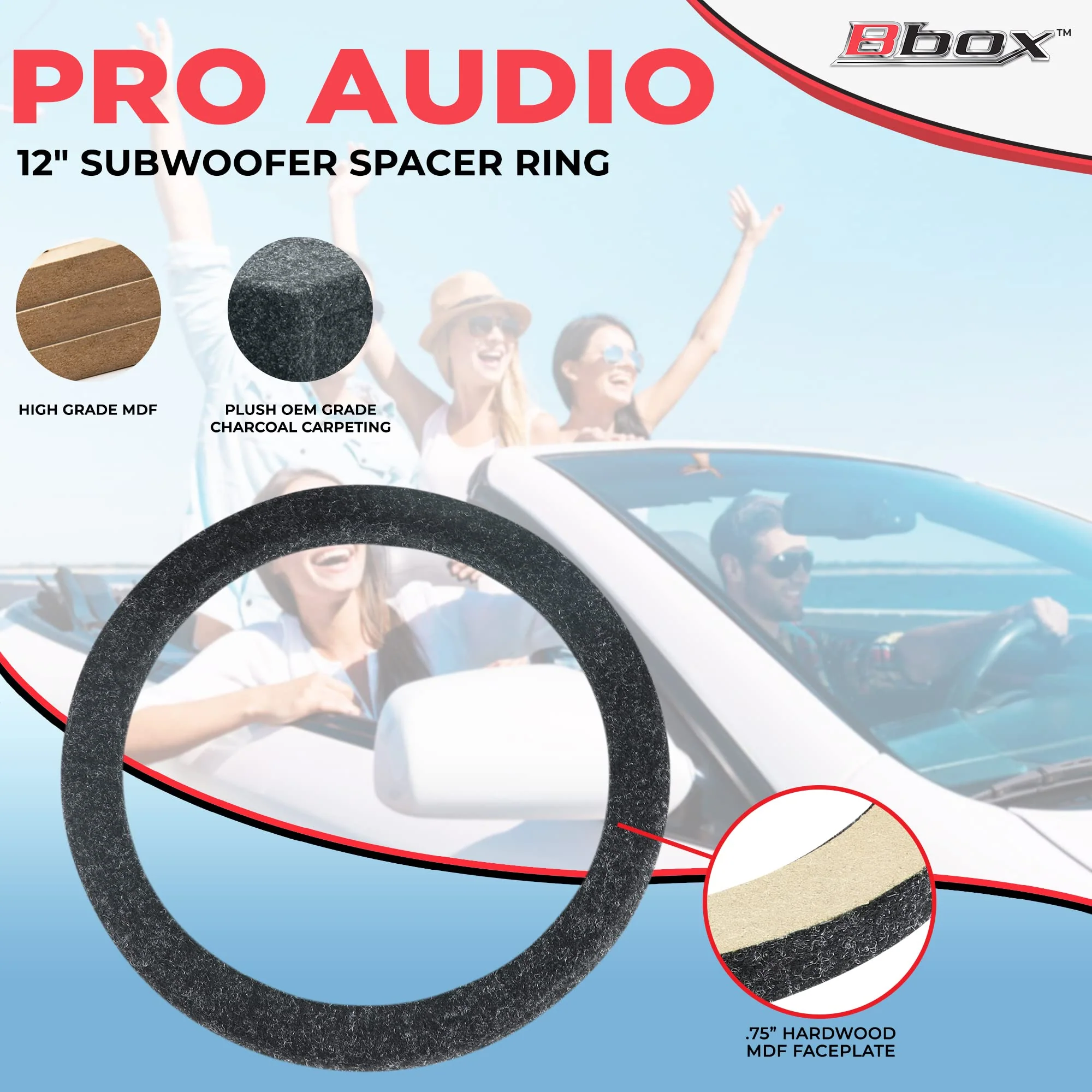 Atrend Universal MDF Constructed Spacer for 12 Inch Speaker or Sub - Adds 3/4" To Depth - Premium Subwoofer Spacer Improves Audio Quality, Sound & Bass - Multiple Usage - Charcoal 12" - Image 5