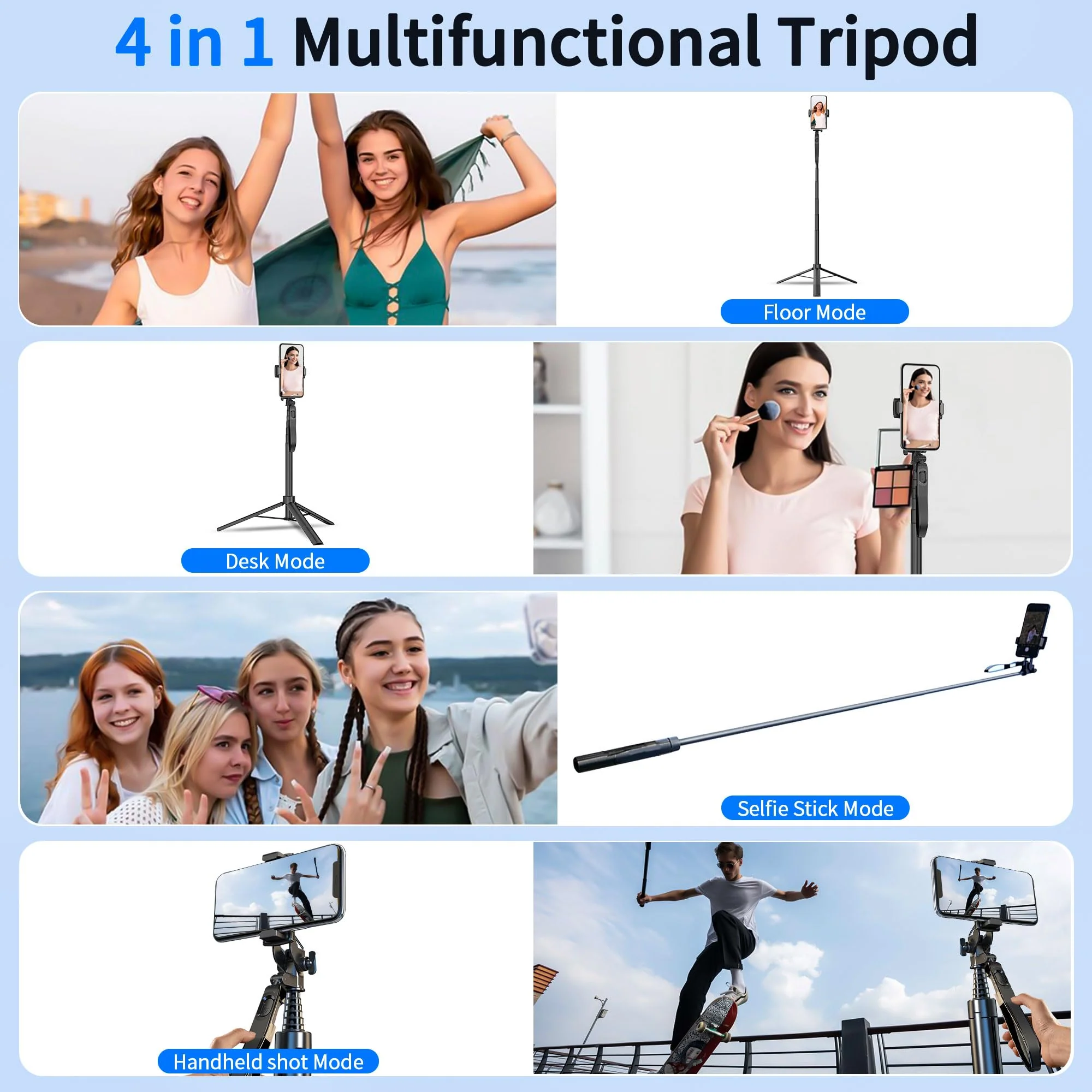 Auto Face Tracking Tripod 360° Rotation, 67" Tripod for iPhone Selfie Stick,Phone Tripod Stand Holder with Remote Gesture Control,No App, for Live Video Tiktok Live Vlog Streaming Video LY-US-A200+55S - Image 6