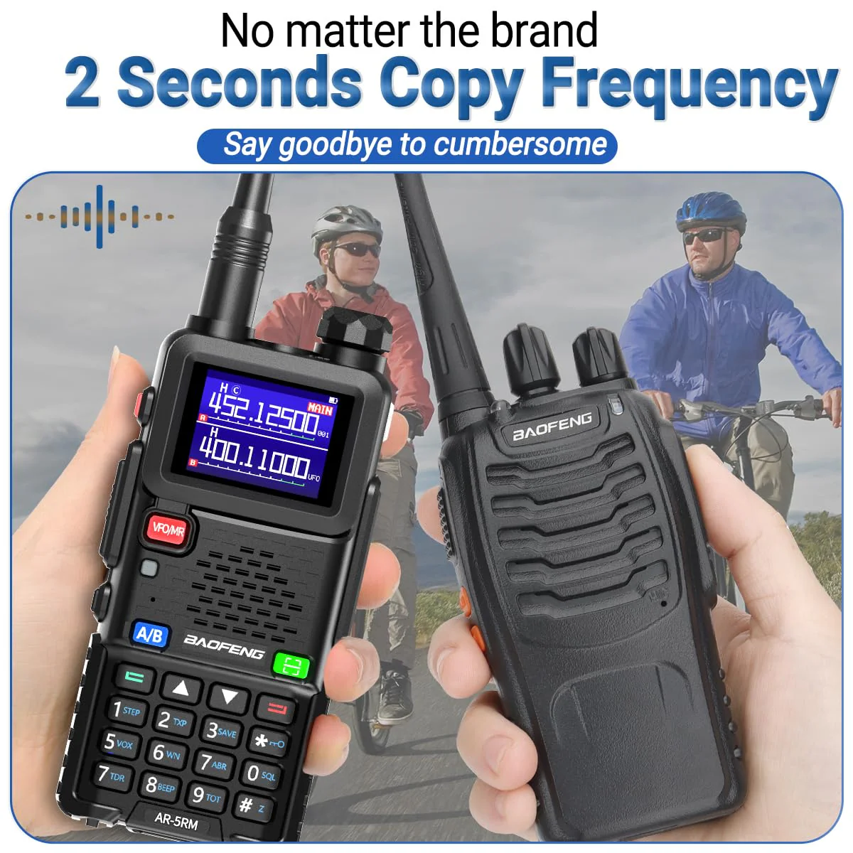 BAOFENG Radio 5RM Ham Radio10W Long Range Handheld AR-5RM Two Way Radio NOAA Weather Receiver Rechargeable Walkie Talkies Longe Range Copy Frequency 999CH with Type C Charging 2500mAh Battery - Image 4
