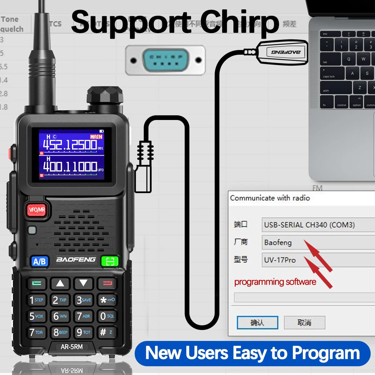 BAOFENG Radio 5RM Ham Radio10W Long Range Handheld AR-5RM Two Way Radio NOAA Weather Receiver Rechargeable Walkie Talkies Longe Range Copy Frequency 999CH with Type C Charging 2500mAh Battery - Image 8