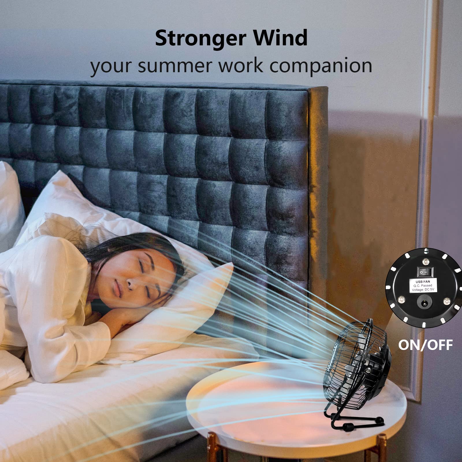 BEESTAR 4 Inch Mini Fan with Metal Construction,Powerful USB Powered,360° Rotation desk Personal Cooling Usb fans small quiet for Home Office Bedroom Black - Image 6