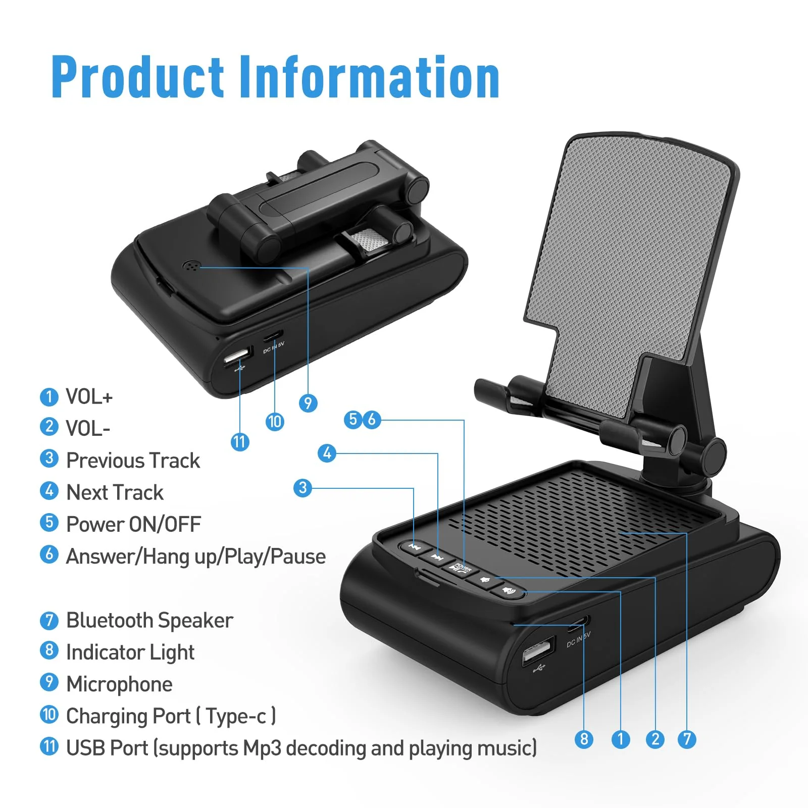 Birthday Gifts for Men, Cell Phone Stand with Wireless Bluetooth Speaker and Anti-Slip Base HD Surround Sound with iPhone/ipad/Samsung Galaxy, Valentines Day Gifts for Him, Cool Gadgets for Men - Image 4