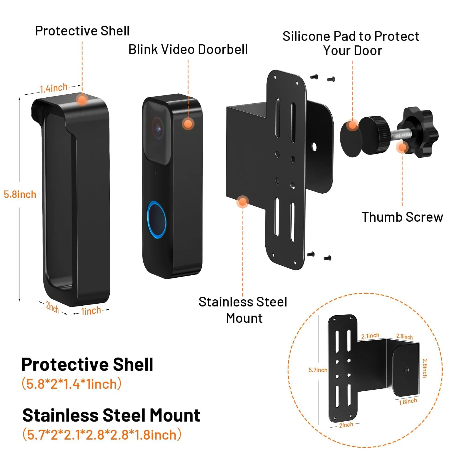 Blink Doorbell Mount, Anti-Theft Doorbell Mount for Blink Doorbell Camera, No Block Sensor & Night Vision Blink Camera Mount, Blink Outdoor Camera Bracket with Rain Cover Black - Image 7