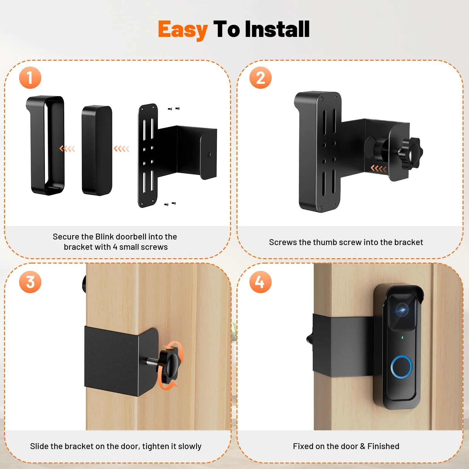 Blink Doorbell Mount, Anti-Theft Doorbell Mount for Blink Doorbell Camera, No Block Sensor & Night Vision Blink Camera Mount, Blink Outdoor Camera Bracket with Rain Cover Black - Image 8