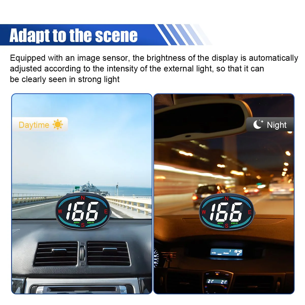 Car Digital Speedometer, Car Head-Up Display, HUD Speedometer with GPS Compass, Plug and Play Display with Speeding Alarm, USB Connect MPH Speed Meter Suitable for Most Vehicles - Image 5