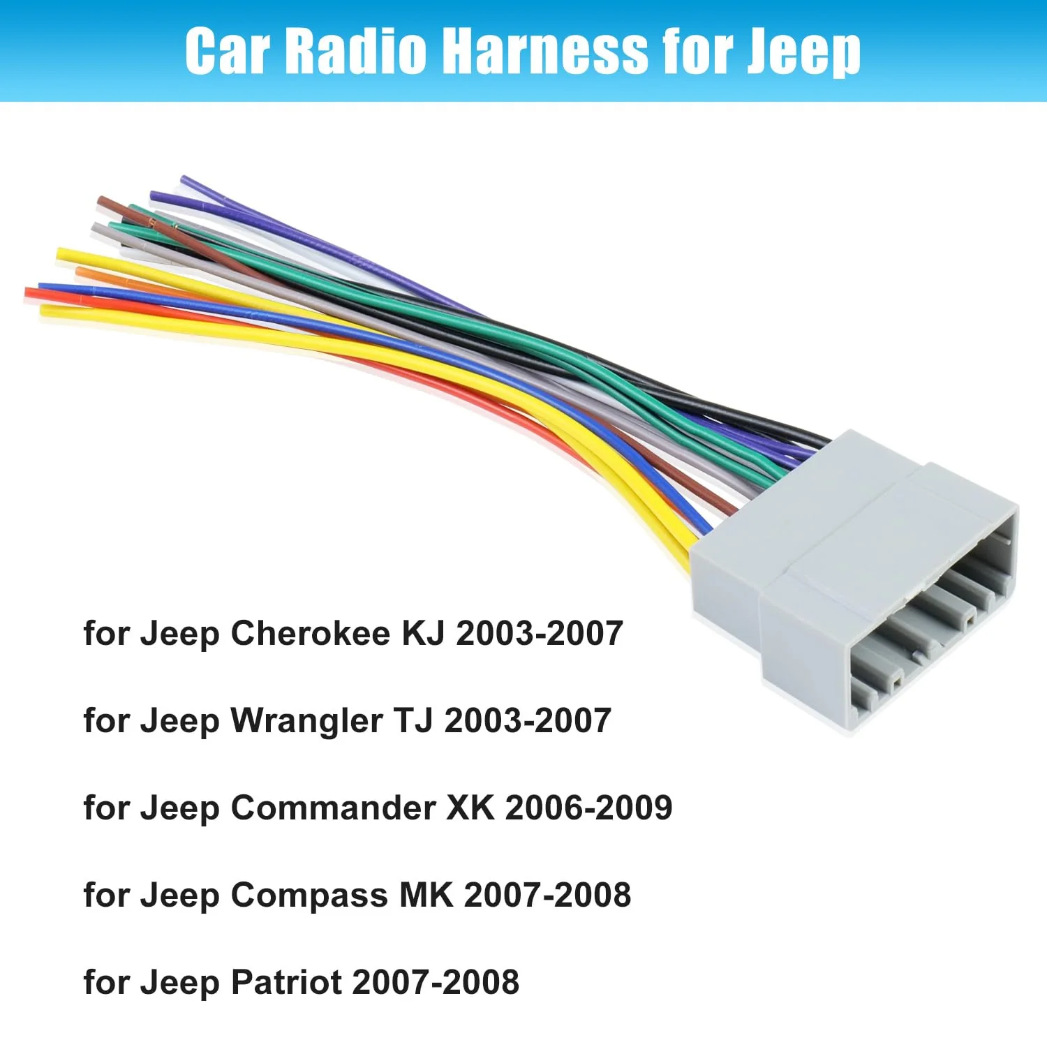 Car Radio Wiring Harness Adapter Connector Replacement for 2002-2007 Dodge Ram,2003-2007 Jeep,2000-2007 Chrysler Radio Stereo Audio Video Wire Cable for Jeep/Dodge/Chrysler-02 - Image 4