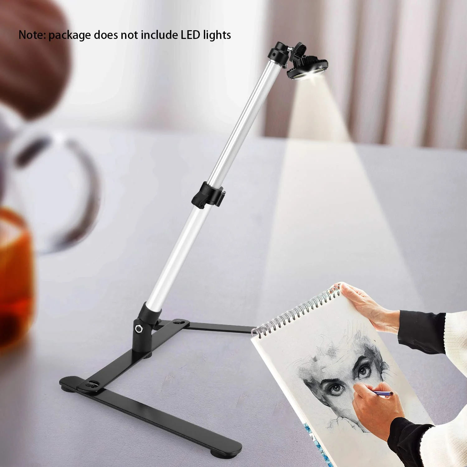 ChromLives Photo Copy Stand Pico Projector Stand with Phone Clamp Overhead Phone Mount Phone Stand Mini Tripod Adjustable Tabletop Monopod Stand Compatible with Smart-Phone Pic Projector - Image 3