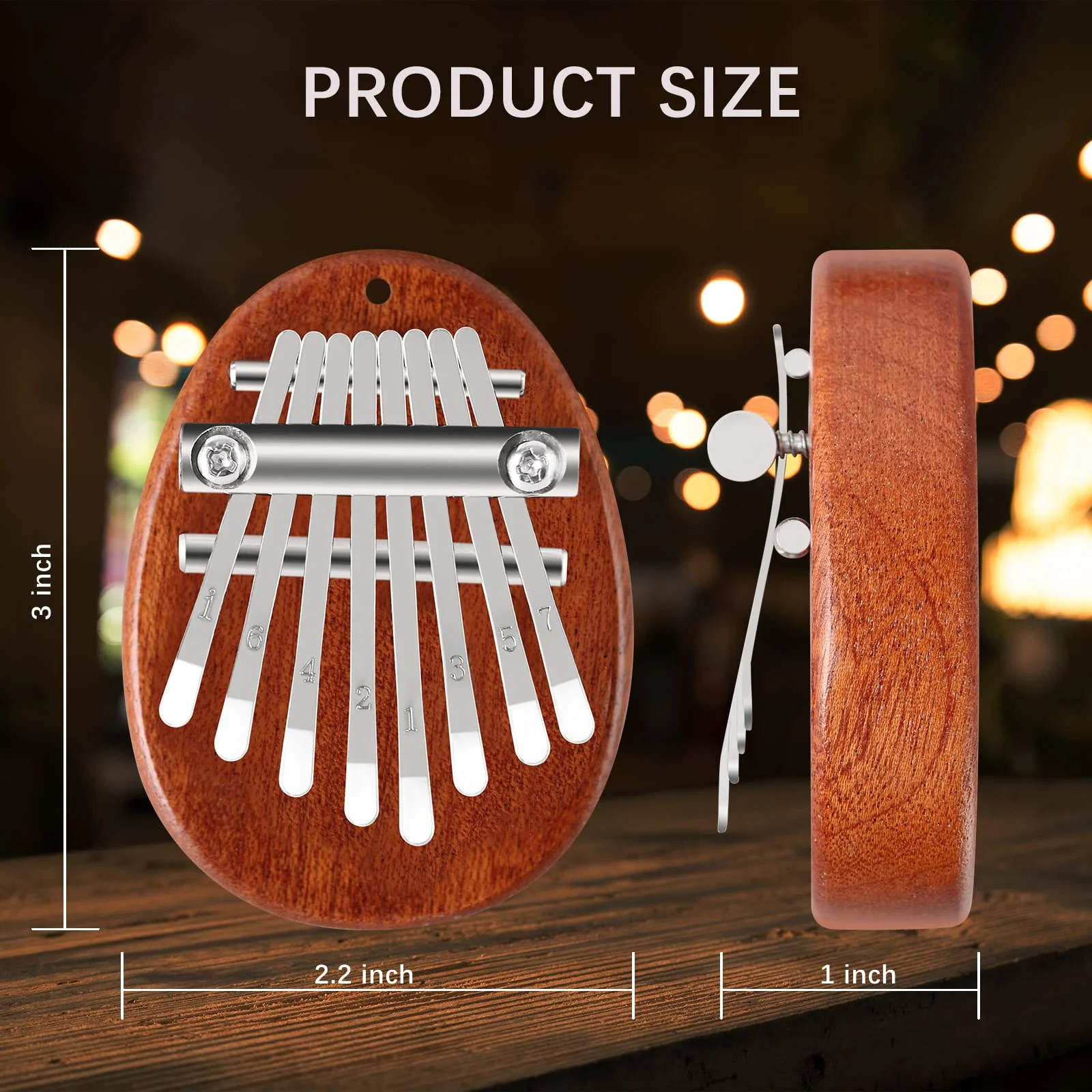EASTROCK 8 Key Mini Kalimba, Finger Thumb Piano with Accessory Pendant Gift, Exquisite Finger Piano Ornaments Christmas Gift for Kid Adult Beginners woodR - Image 2
