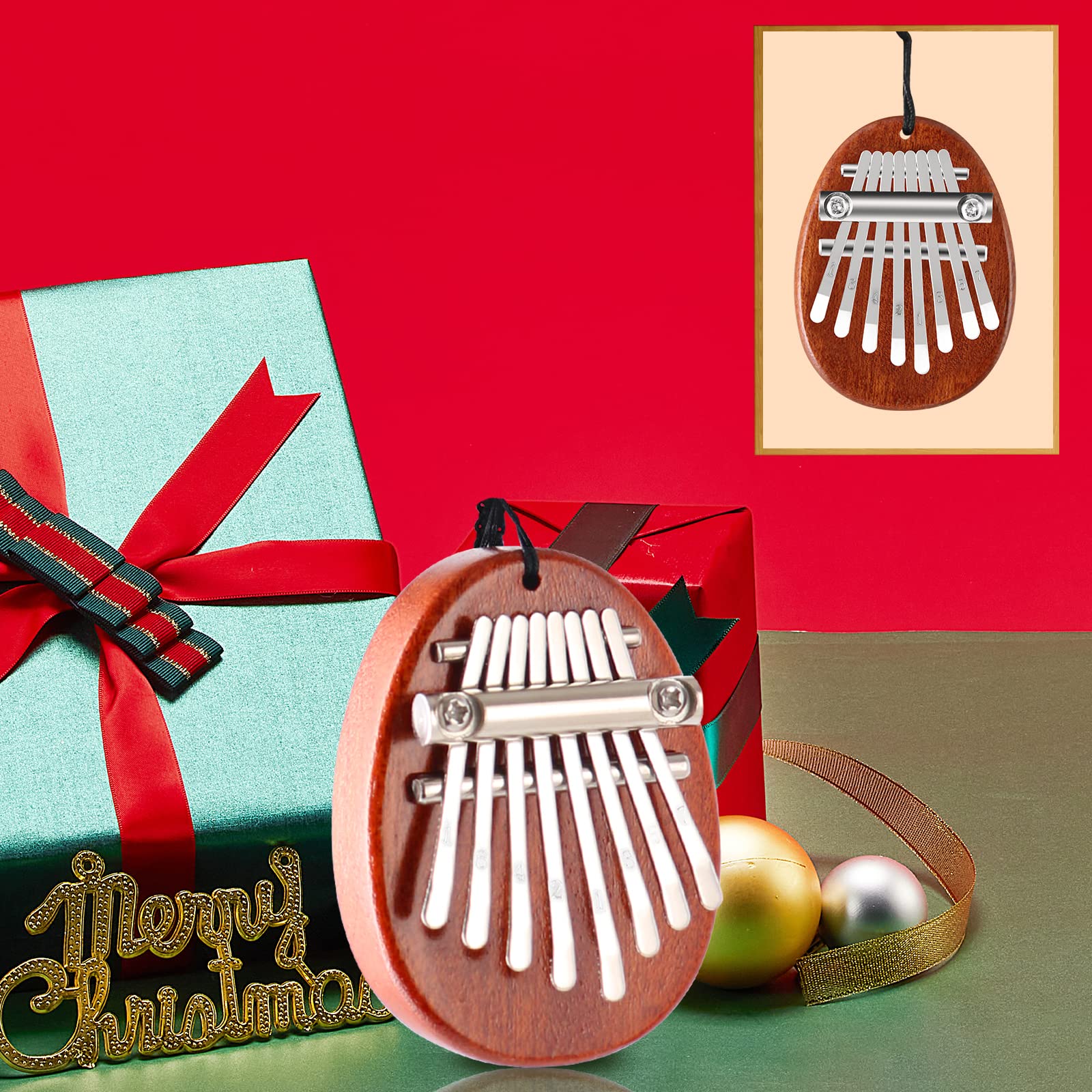 EASTROCK 8 Key Mini Kalimba, Finger Thumb Piano with Accessory Pendant Gift, Exquisite Finger Piano Ornaments Christmas Gift for Kid Adult Beginners woodR - Image 6
