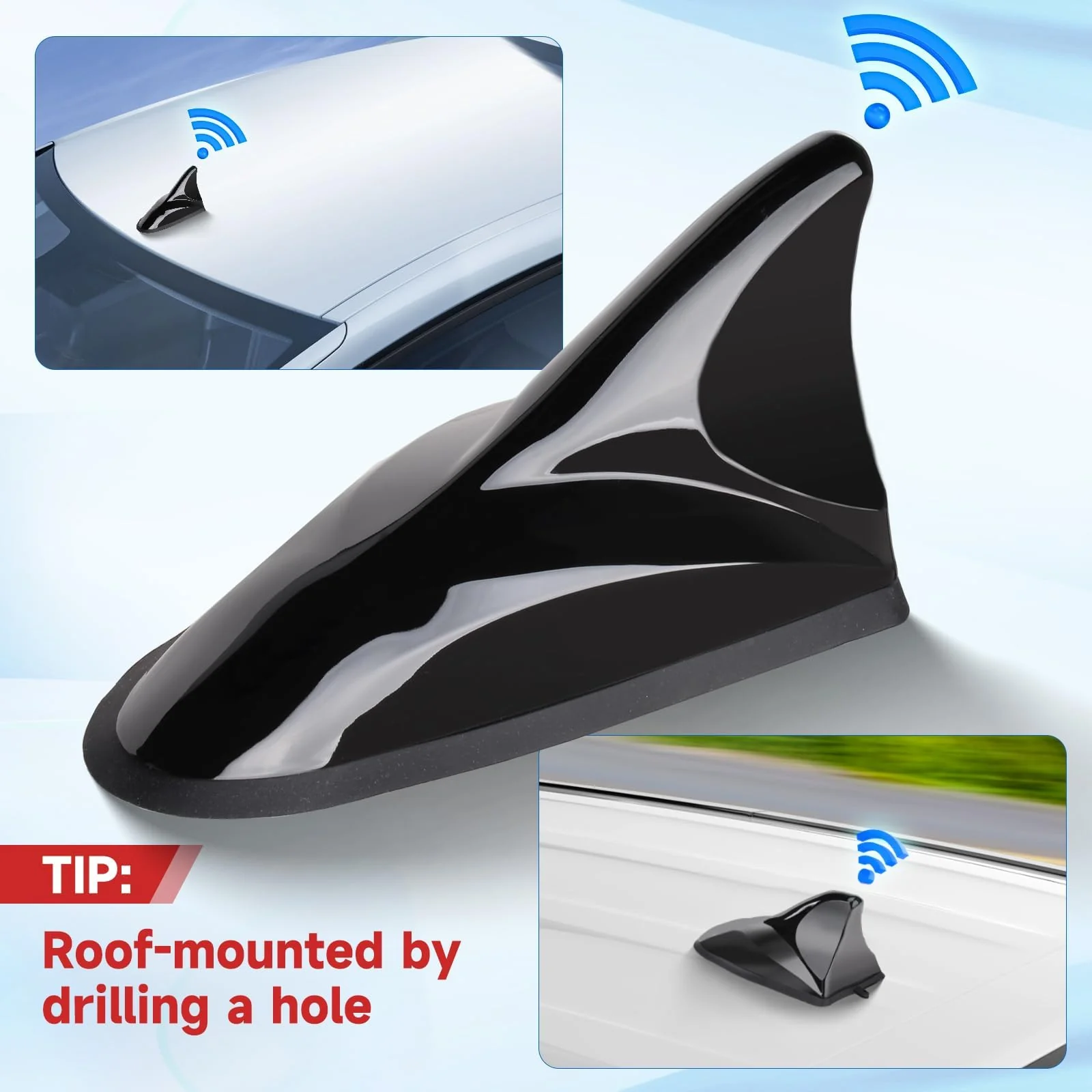 Eightwood Shark Fin Amplified FM AM Car Radio Antenna, GPS Antenna with SMA Male Connector for Vehicle Car Truck SUV Radio Stereo Receiver Head Unit GPS Navigation System - Image 8