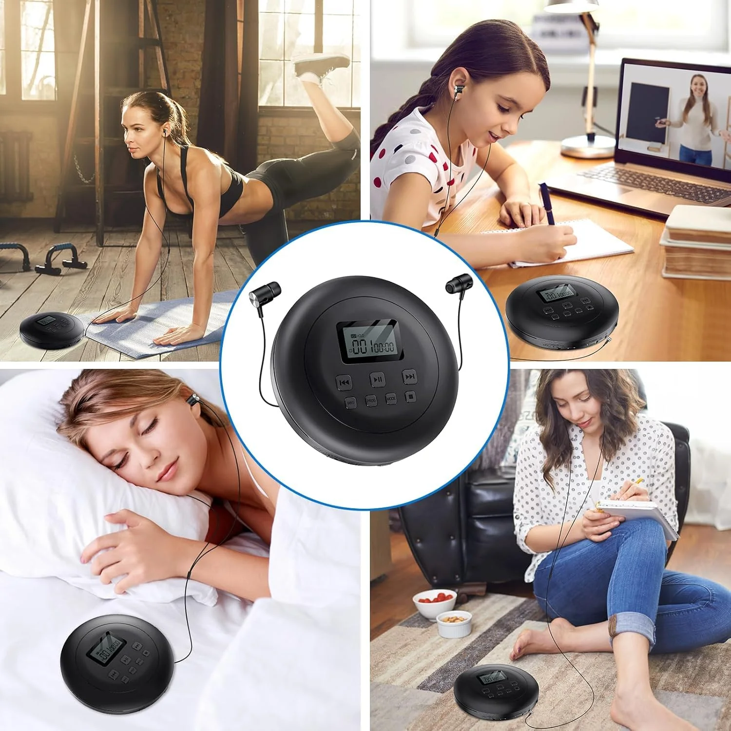 Gueray Portable CD Player Personal CD Players with Headphones LCD Display Anti-Skip Protection HiFi Classic CD Walkman Music Player Memory CD Player for Car Home - Image 7