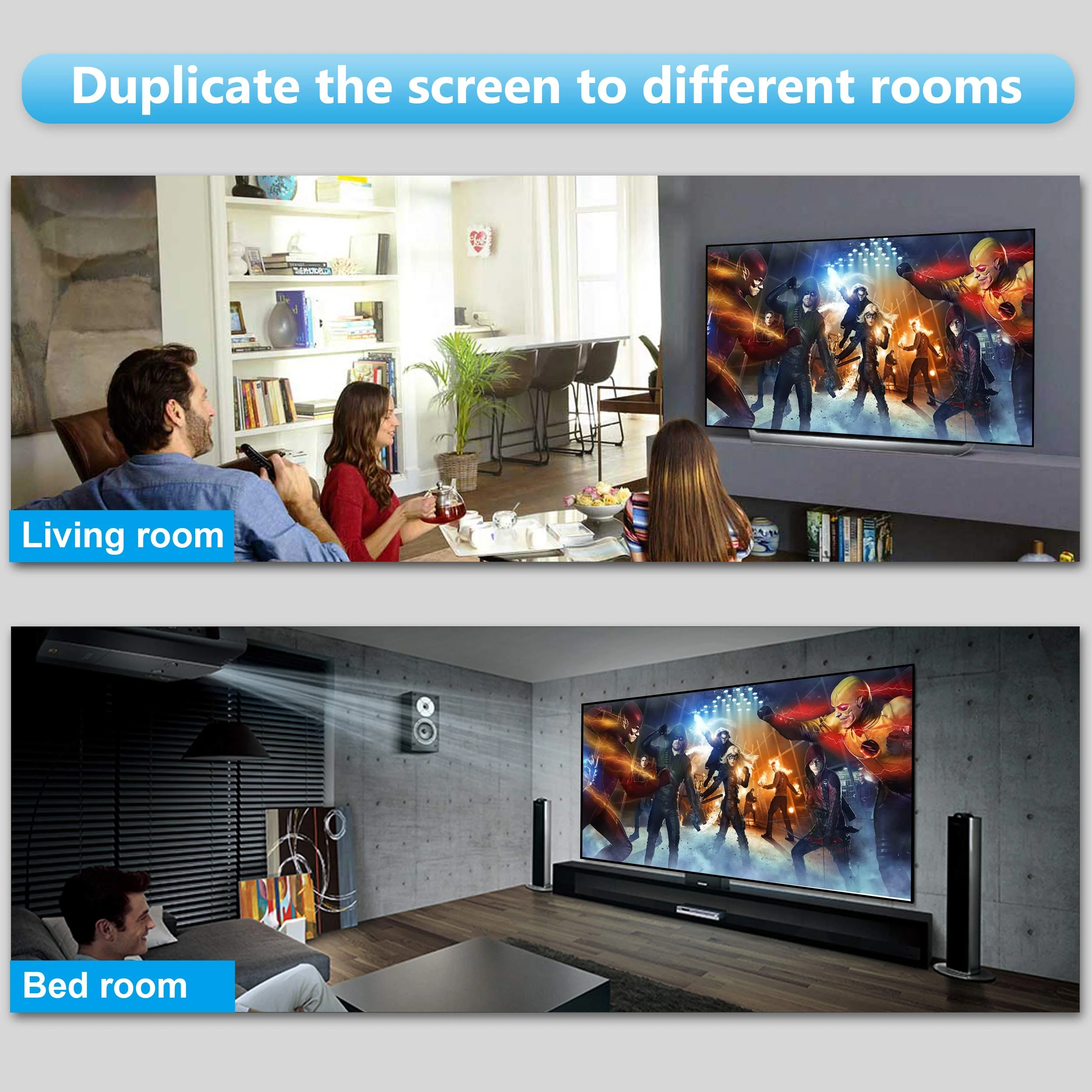 HDMI Splitter 4K@60Hz, avedio links HDMI Splitter 1 in 2 Out, HDMI Splitter for Dual Monitors Only Duplicate/Mirror Screens, Support HDMI2.0b, HDCP2.2, 18.5Gbps, Auto Scaling, Full HD 1080P 3D 1x2 4K@60Hz - Image 5