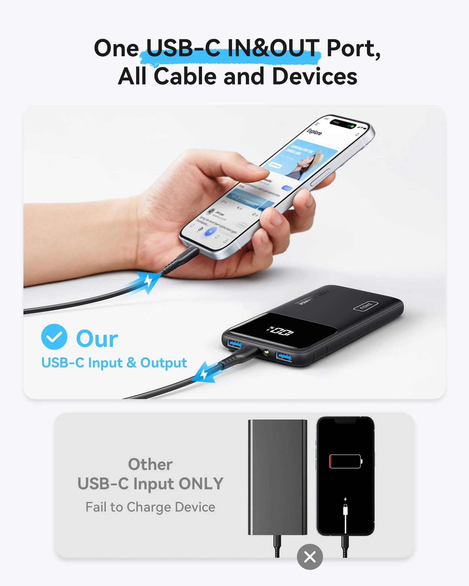 INIU Portable Charger, Slimmest Fast Charging 10000mAh USB C in/Out Power Bank, 22.5W PD3.0 QC4+ Battery Pack, Portable Phone Charger for iPhone 16 15 14 13 12 Pro Samsung S22 S21 Google AirPods iPad Classic Size Black2 - Image 4