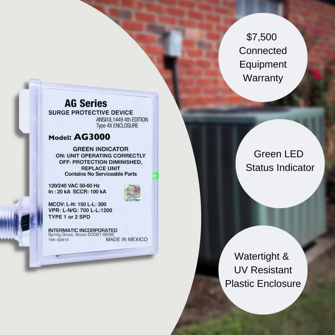 Intermatic AG3000 120/240 VAC Universal HVAC Surge Protective Device - Comprehensive Surge Protection, TPMOV Technology, Watertight Enclosure - UL Listed and Reliable Pack of 1 - Image 3