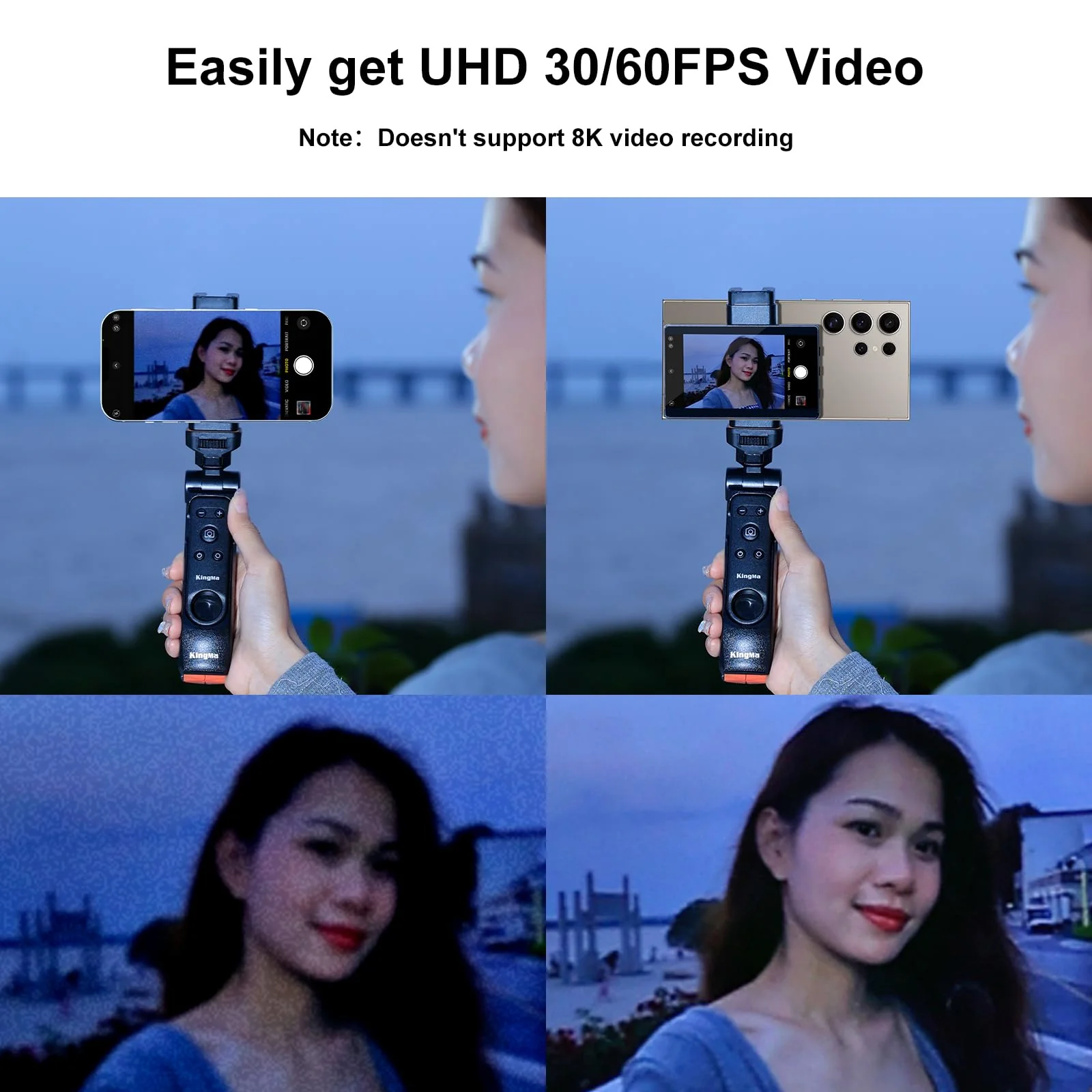 King Ma Phone Vlog Selfie Monitor Screen for Samsung - Sync Back Camera to Selfie Screen with Magnetic Phone Clip & Bluetooth Remote for Vlog Live Streaming TikTok,Supports up to UHD 60FPS Recording PH01-H-KMUS - Image 3