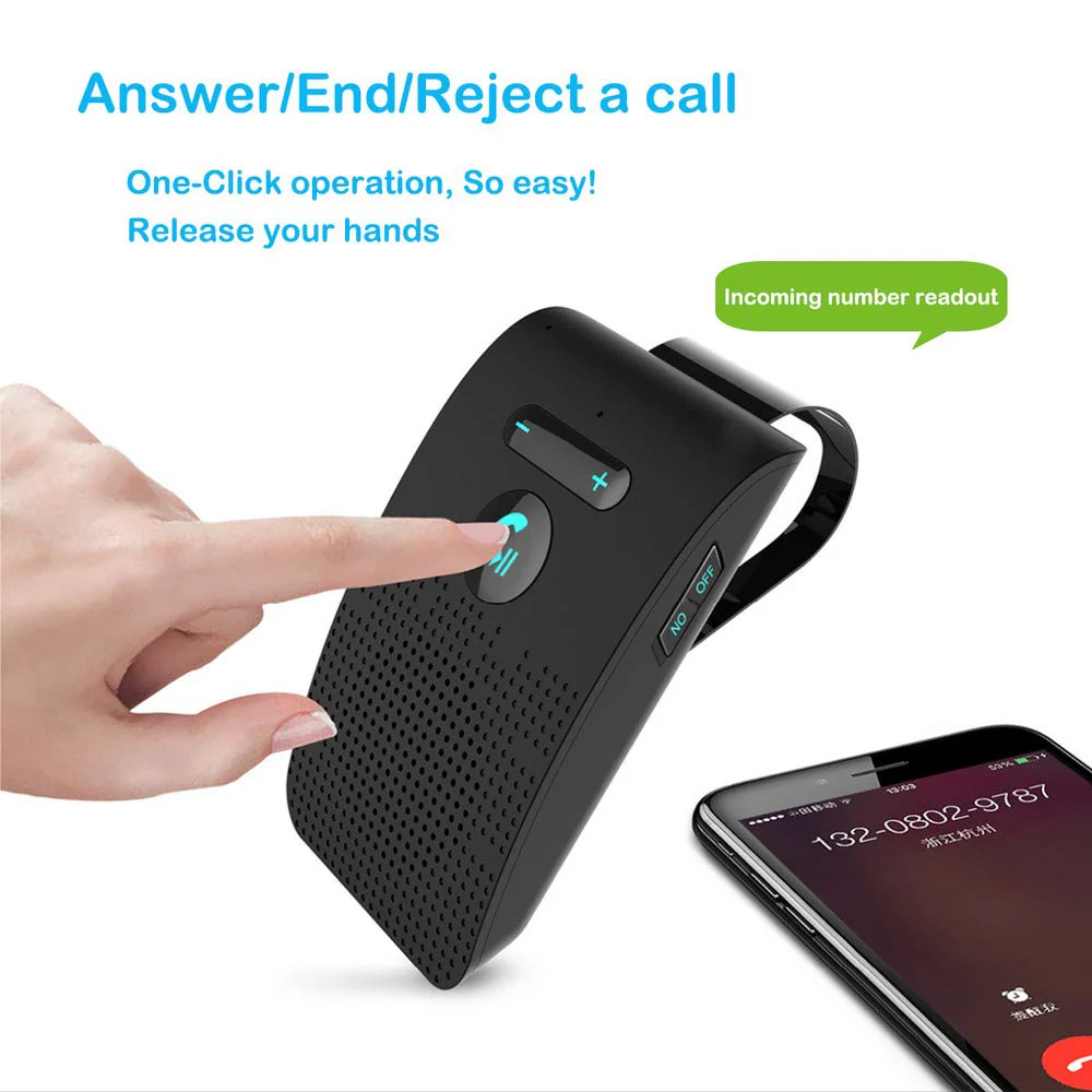 MACHSWON Hands Free Car Kit Speakerphone Speaker Phone Sun Visor Clip Car Handsfree Kit Sun Visor Clip Audio Receiver Speakerphone Car - Image 3