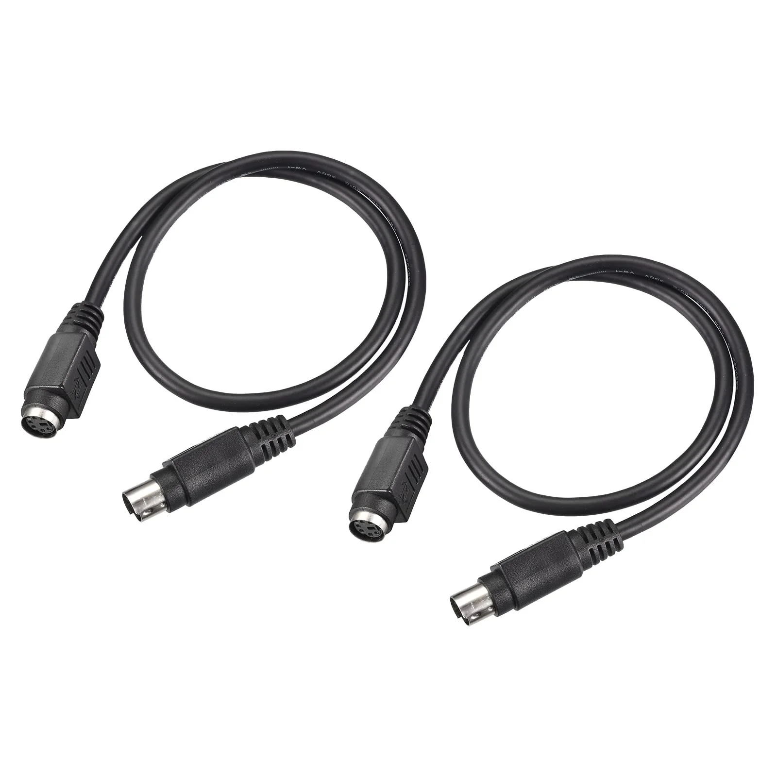 MECCANIXITY PS/2 Mouse and Keyboard Extension Cable 6 Pin 1.64 Feet Male to Female for PC 2 Pcs Black