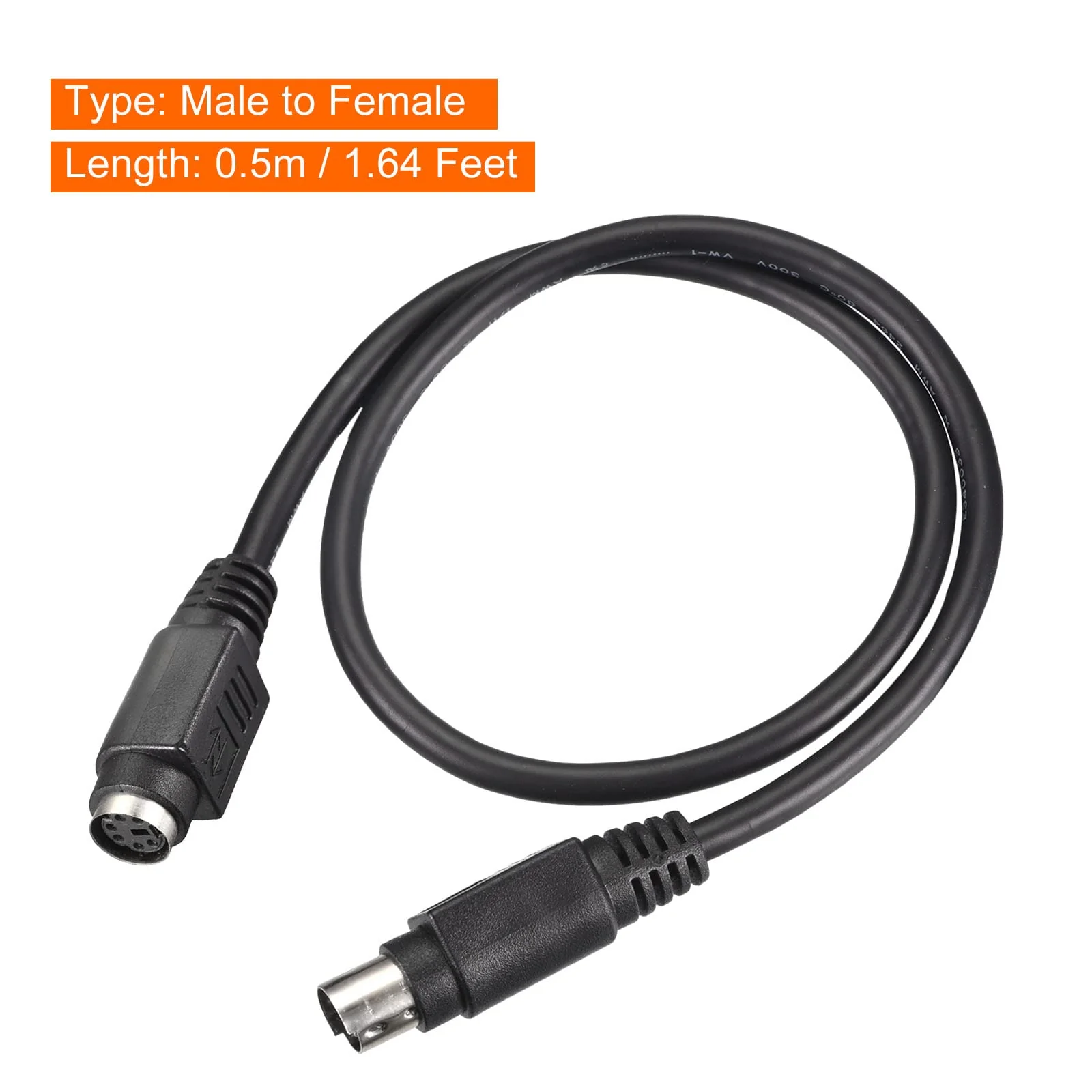 MECCANIXITY PS/2 Mouse and Keyboard Extension Cable 6 Pin 1.64 Feet Male to Female for PC Black - Image 2