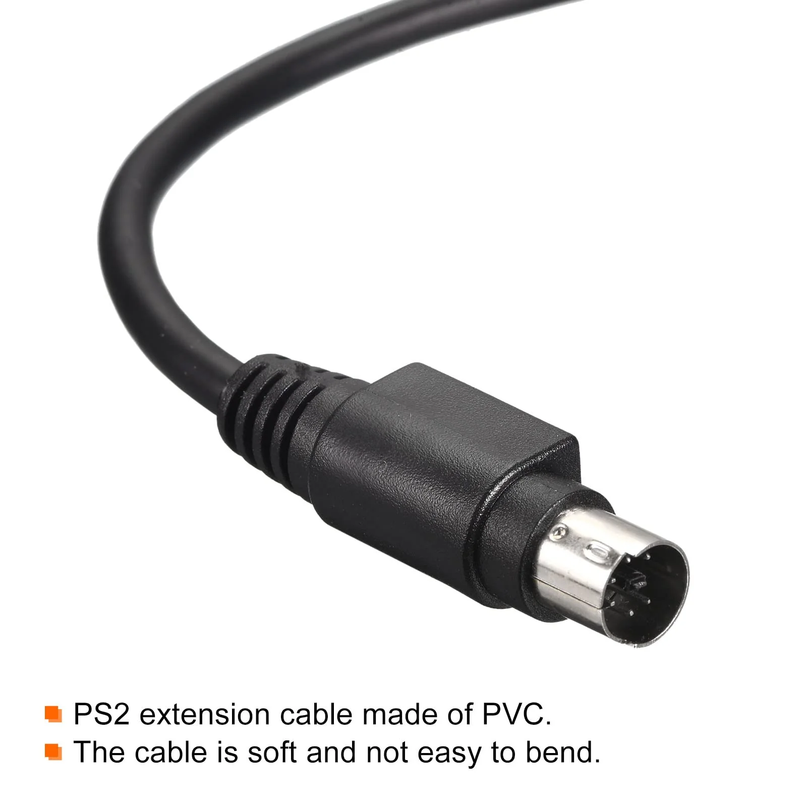 MECCANIXITY PS/2 Mouse and Keyboard Extension Cable 6 Pin 1.64 Feet Male to Male for PC Black - Image 4
