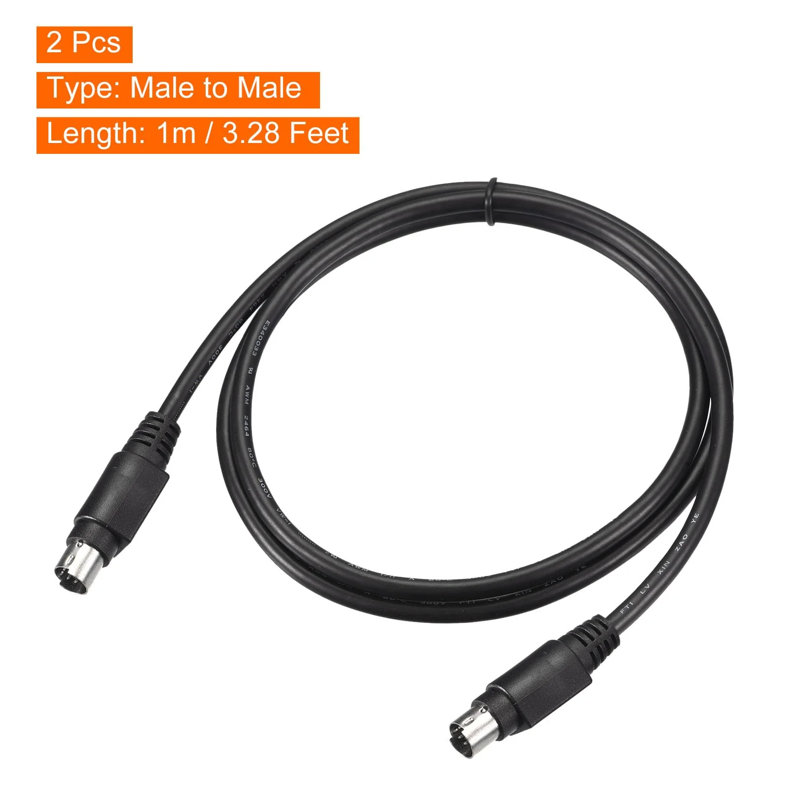 MECCANIXITY PS/2 Mouse and Keyboard Extension Cable 6 Pin 3.28 Feet Male to Male for PC 2 Pcs Black - Image 2