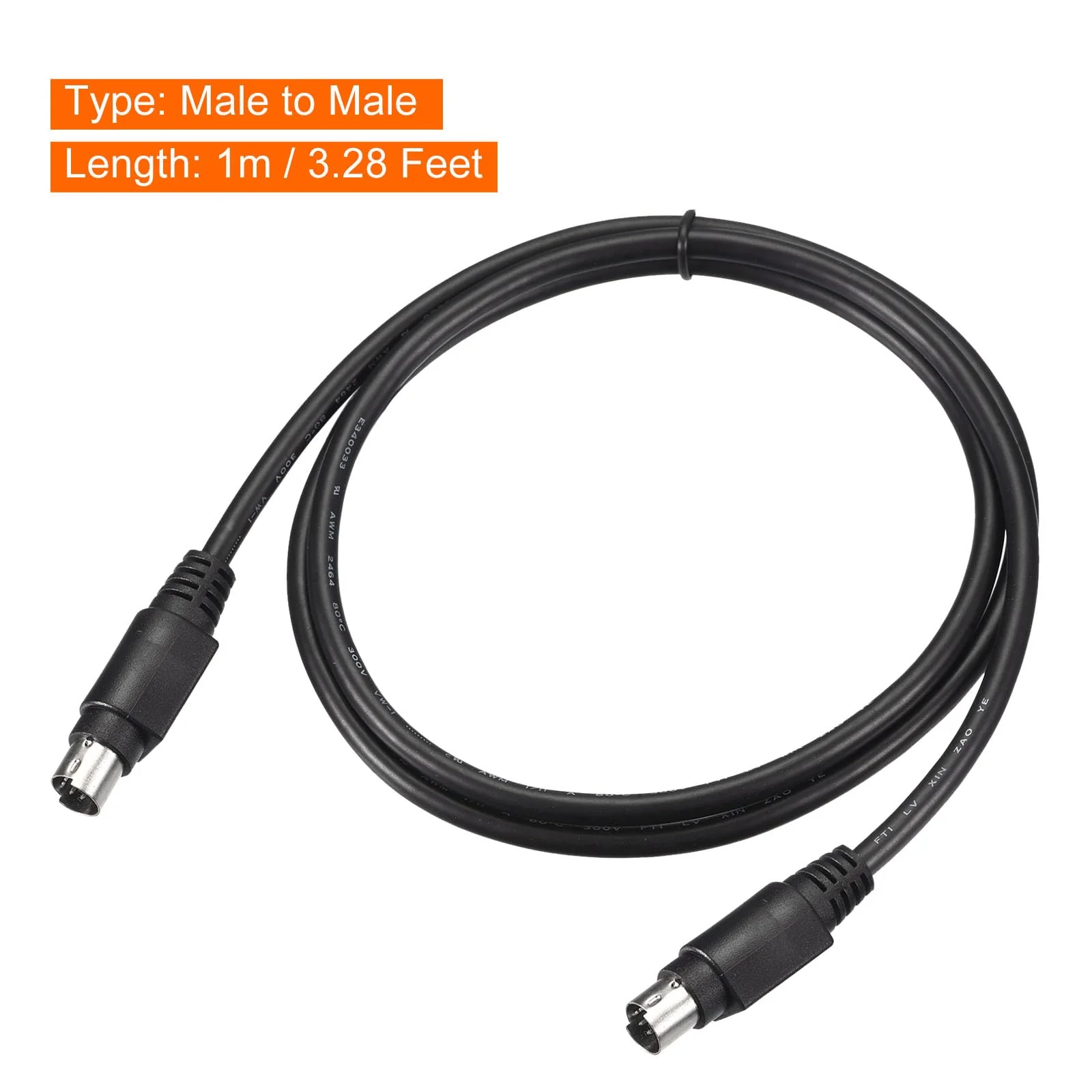 MECCANIXITY PS/2 Mouse and Keyboard Extension Cable 6 Pin 3.28 Feet Male to Male for PC Black - Image 2