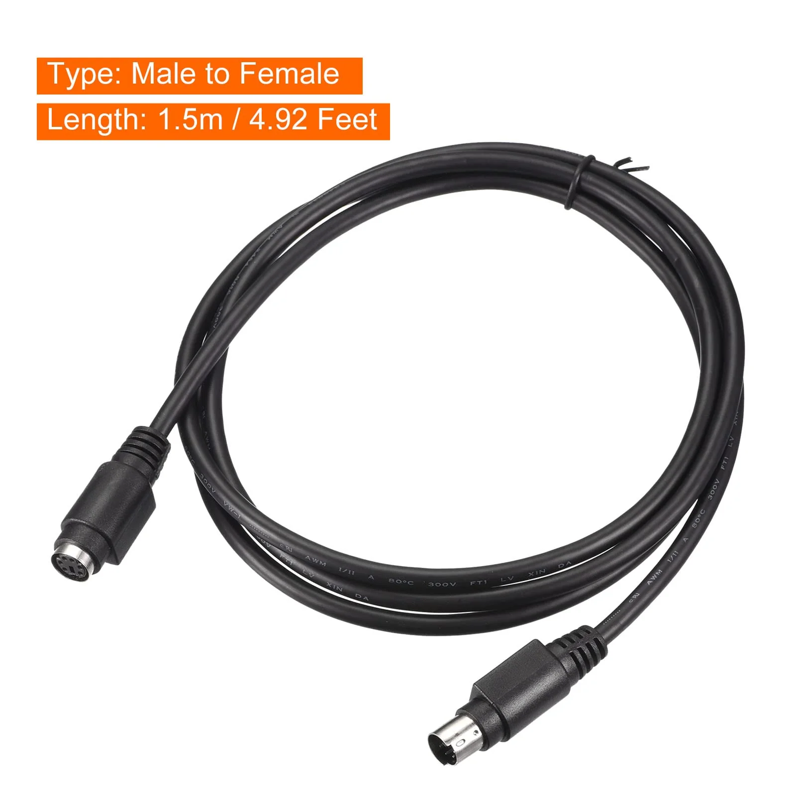MECCANIXITY PS/2 Mouse and Keyboard Extension Cable 6 Pin 4.92 Feet Male to Female for PC Black - Image 2