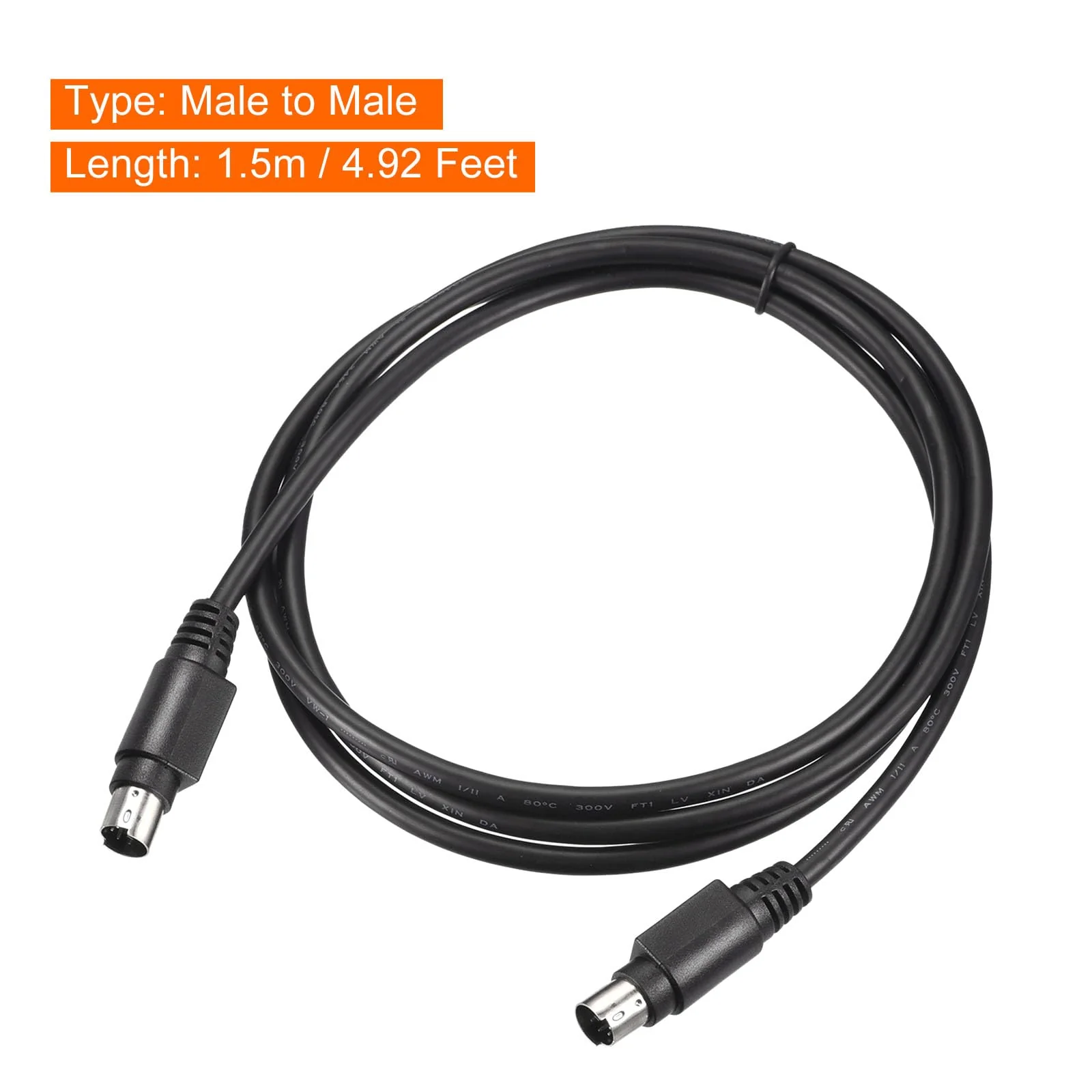 MECCANIXITY PS/2 Mouse and Keyboard Extension Cable 6 Pin 4.92 Feet Male to Male for PC Black - Image 2