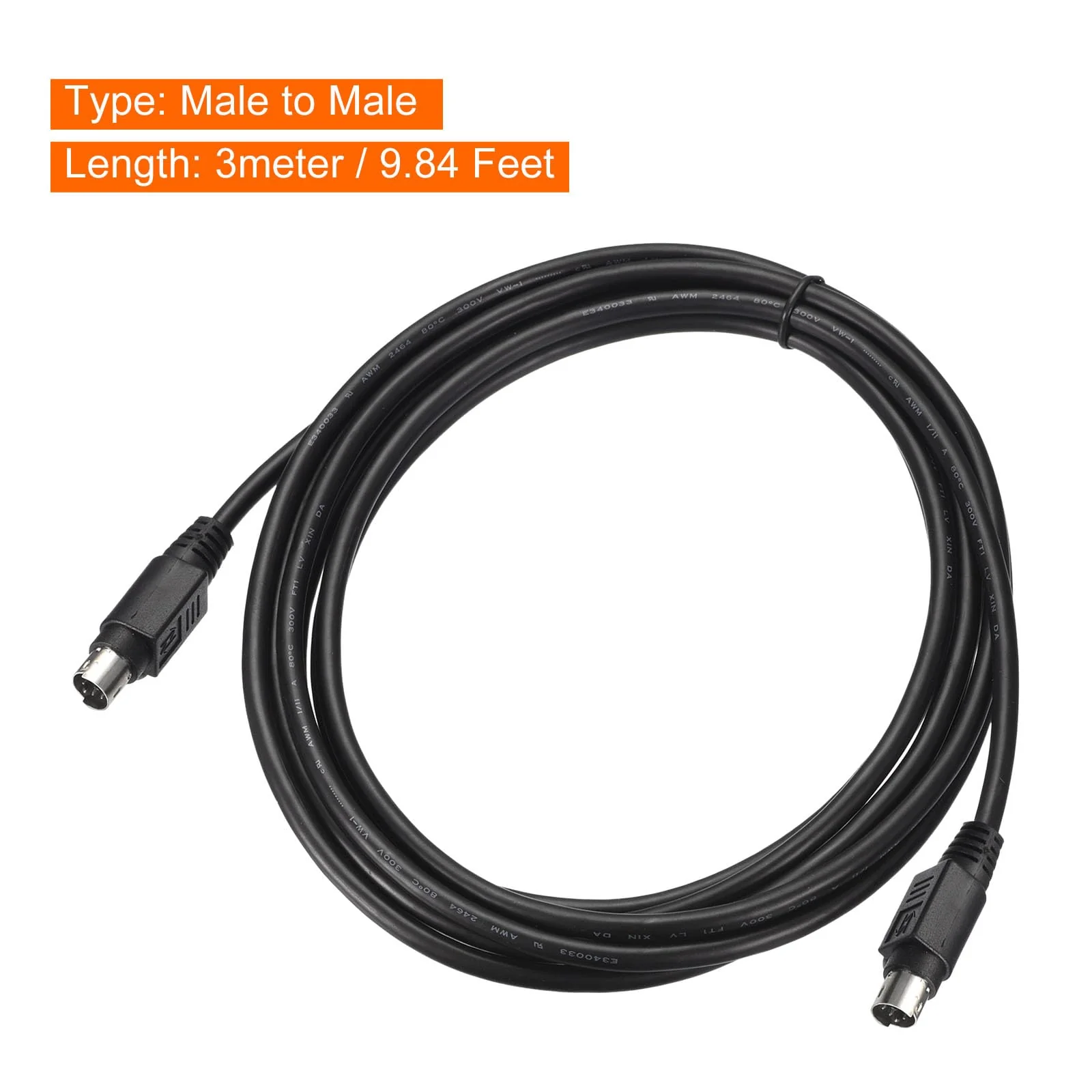 MECCANIXITY PS/2 Mouse and Keyboard Extension Cable 6 Pin 9.84 Feet Male to Male for PC Black - Image 2