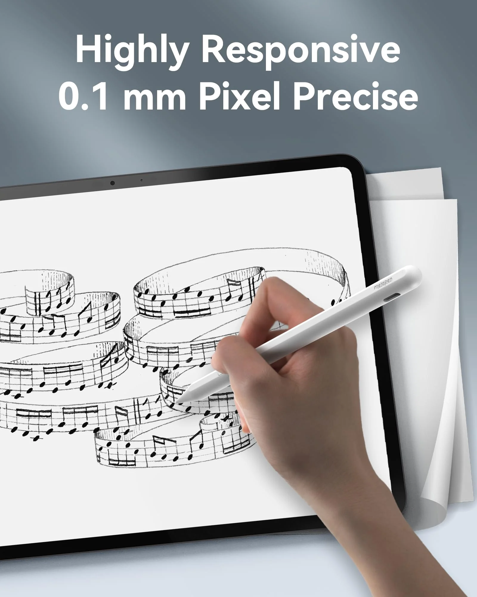 Metapen A11 Pencil for iPad 2018-2024, Faster Charge Pen for Apple iPad, Stylus Pen for iPad Air 3/4/5/M2, iPad Mini 5/6, iPad 6/7/8/9/10, iPad Pro 11"/12.9"/M4/Tilt sensitivity/Quick Button/Bluetooth apple pencil - Image 4