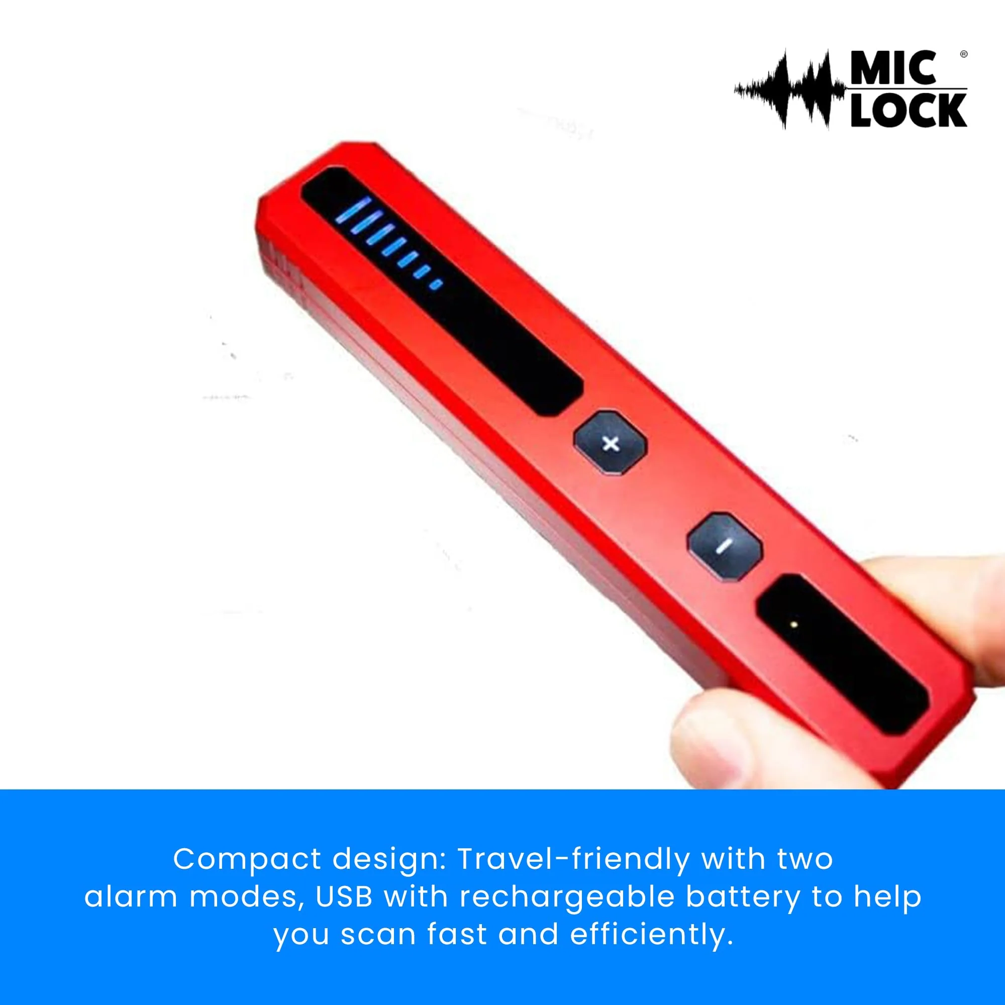 Mic-Lock Hidden Device Radio Frequency Finder - Anti Spy Device Detects RF, WiFi, Bluetooth, 4G & 5G - Secure Business Meetings, Hotels & Vacation Rentals Red Radio Frequency Detector - Image 4