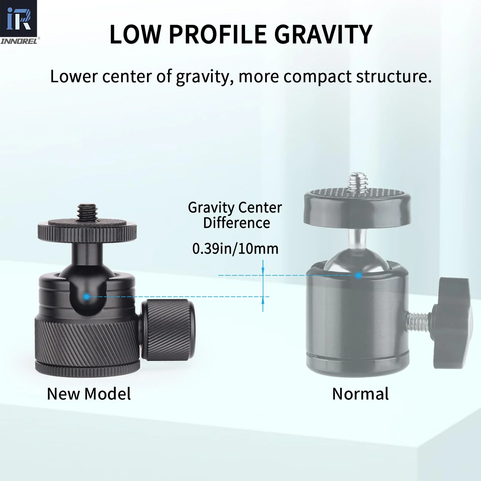 Mini Ball Head-INNOREL C19 Mount Tripod Head-CNC Metal Low Profile Ballhead 360° Pan 90° Tilt Tripods Mount with 3/8" to 1/4" Adapter Ballheads, Max Load 6.61 lb/3kg for Phone/DLSR Camera/Mini Holder - Image 3