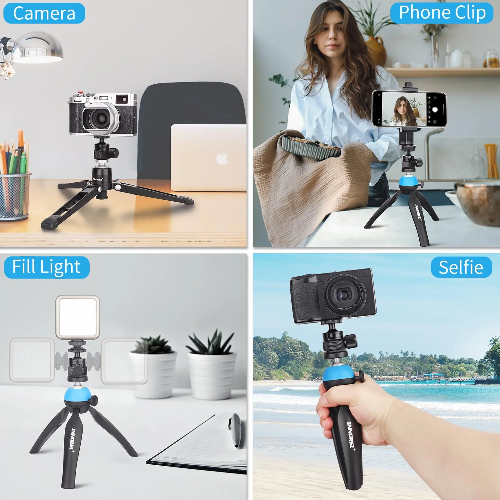 Mini Ball Head-INNOREL C19 Mount Tripod Head-CNC Metal Low Profile Ballhead 360° Pan 90° Tilt Tripods Mount with 3/8" to 1/4" Adapter Ballheads, Max Load 6.61 lb/3kg for Phone/DLSR Camera/Mini Holder - Image 7
