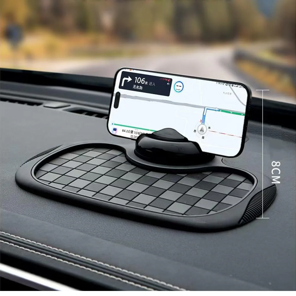 Multifunction Car Anti-Slip Mat Auto Phone Holder Car Dashboard Mat with Phone Holder in Car Auto Non-Slip Car Mats for Phone (Grid Style) Grid style - Image 5