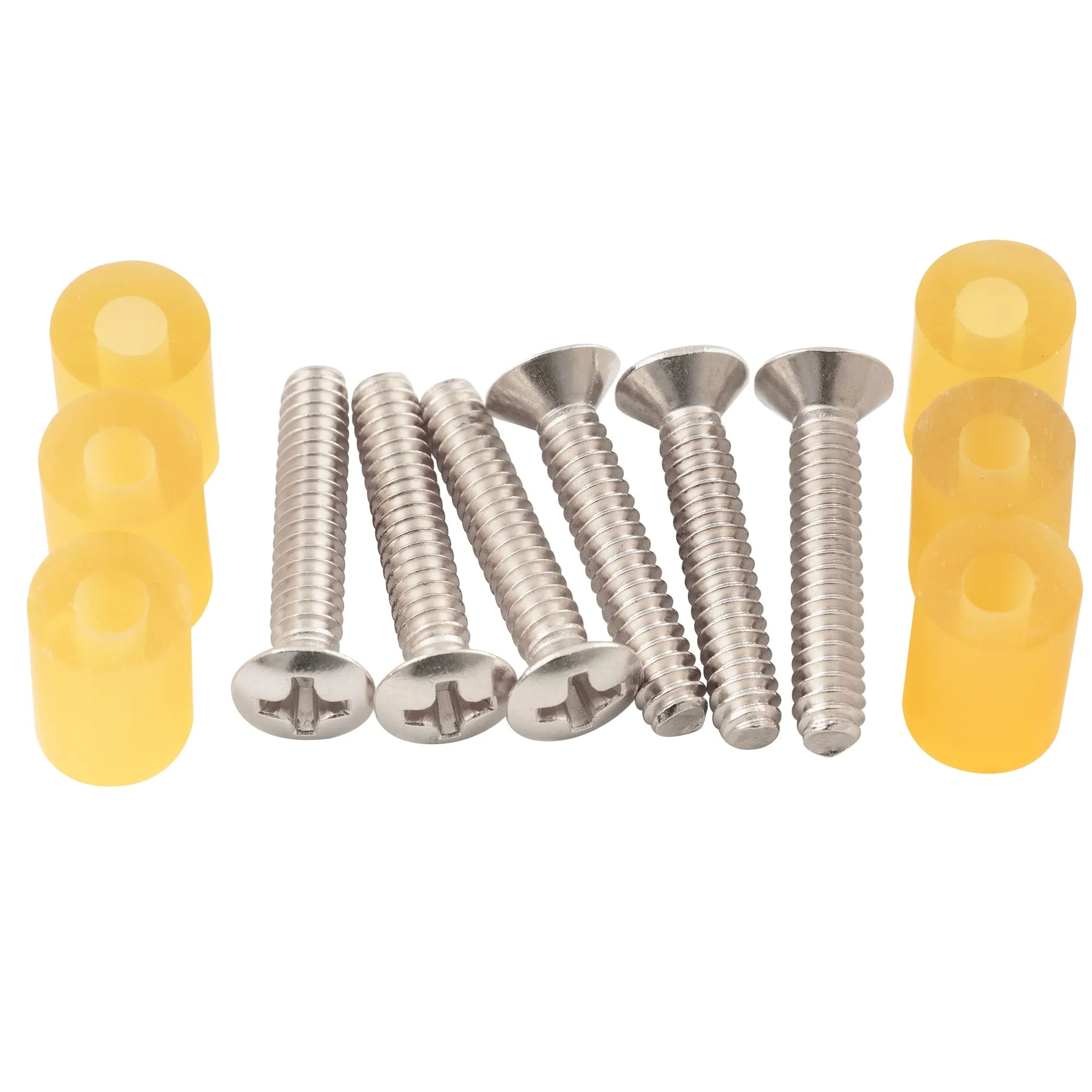 Musiclily Ultra UNC#6-32X3/4 Inch Stainless Steel Single Coil Pickup Mounting Screws and Rubber Tubing Set for USA/Mexico Fender Strat Style Electric Guitar, Nickel (Set of 6) - Image 3