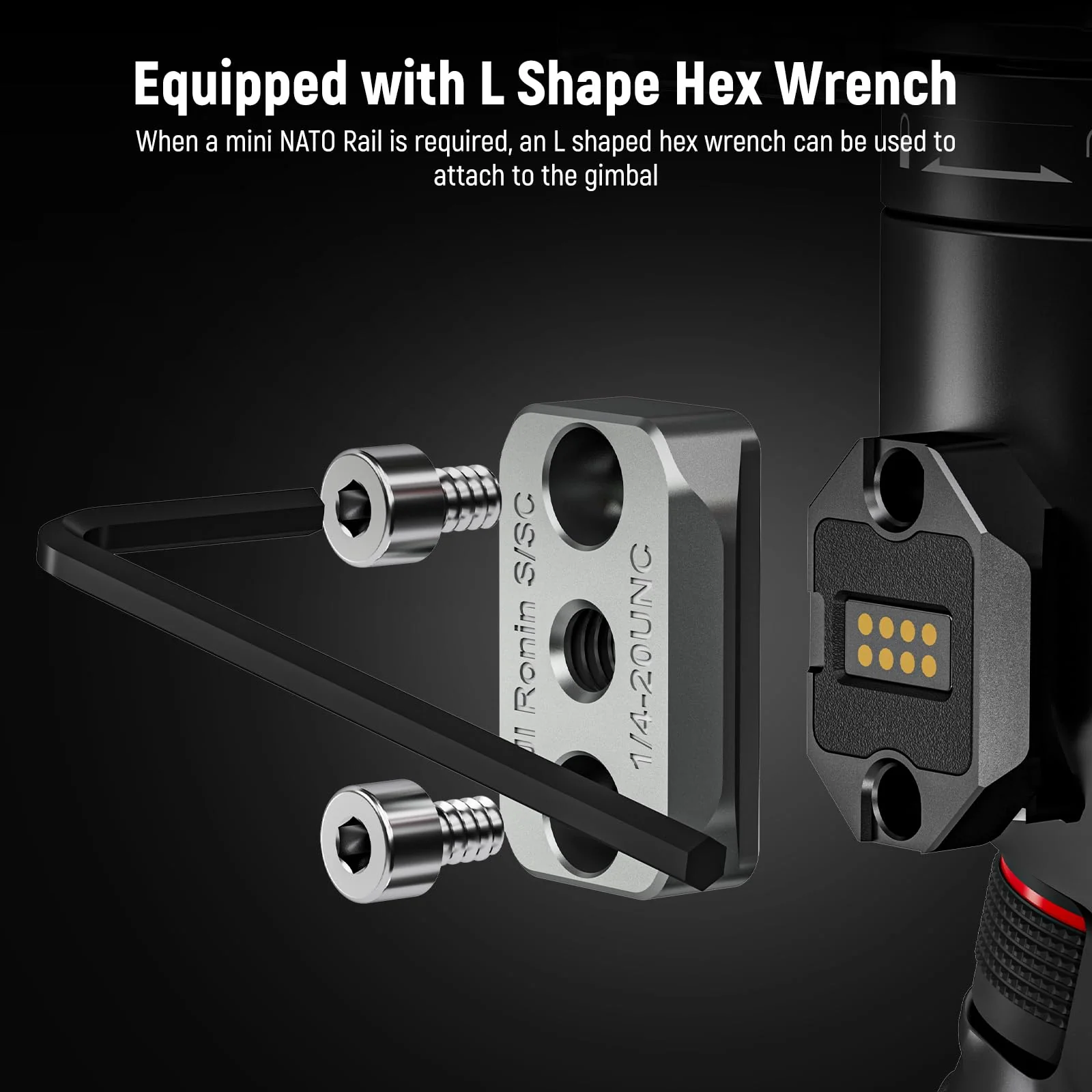 NEEWER NATO Monitor Mount for RS Gimbal, 360° Rotatable Field Monitor Holder with NATO Clamp, Cold Shoe, 1/4" Threads, Compatible with DJI RS4 RS4 PRO RS 3 RS 3 PRO RS 2 RSC 2 Ronin-S Ronin-SC, GA021 - Image 2