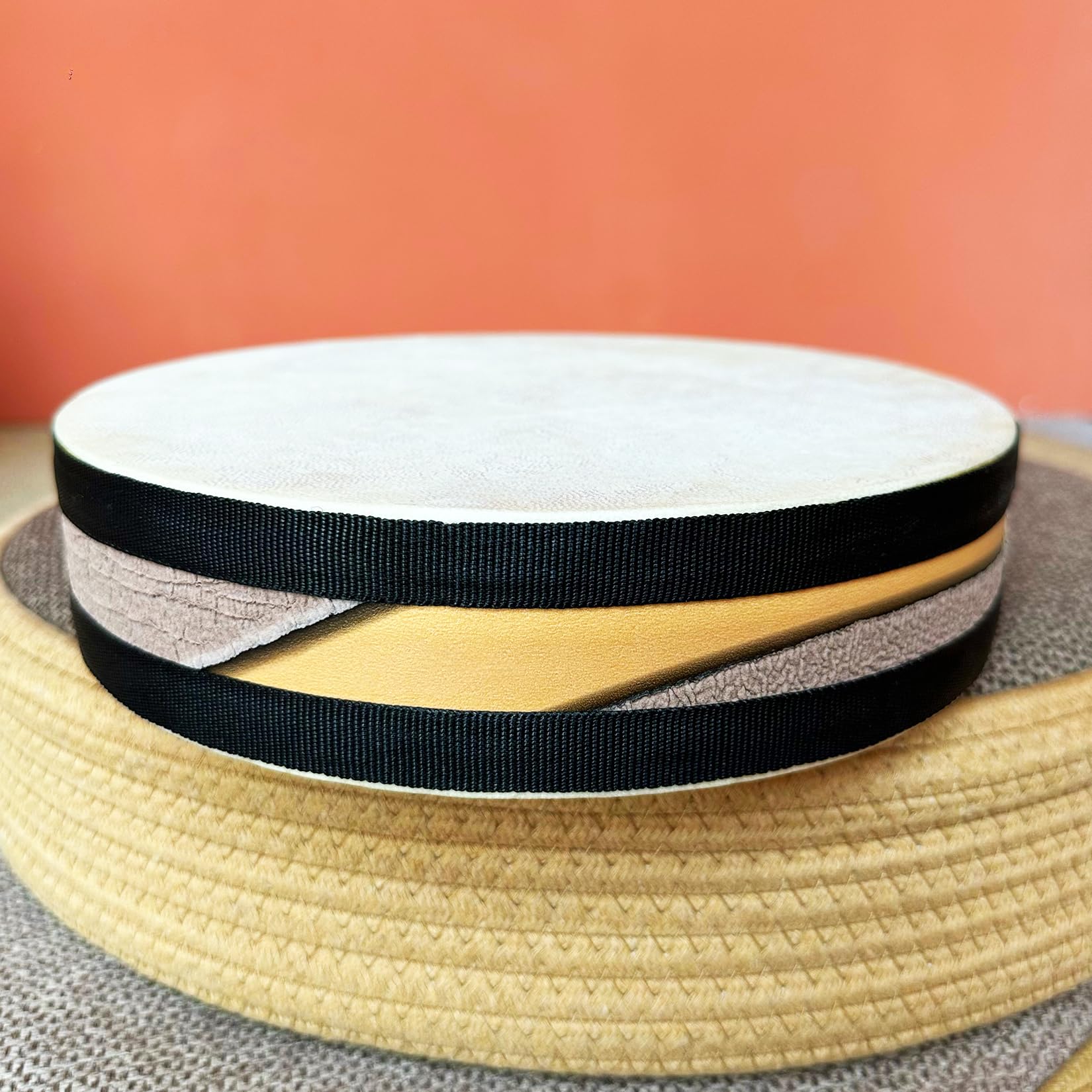 Ocean Drum,10'' Handmade Wooden,Natural sheepskin，Musical Healing Instrument, Orff Percussion, Simulates the Sound of Ocean Waves,For Recreation,Yoga Meditation, Stress Relief and Relaxation - Image 2