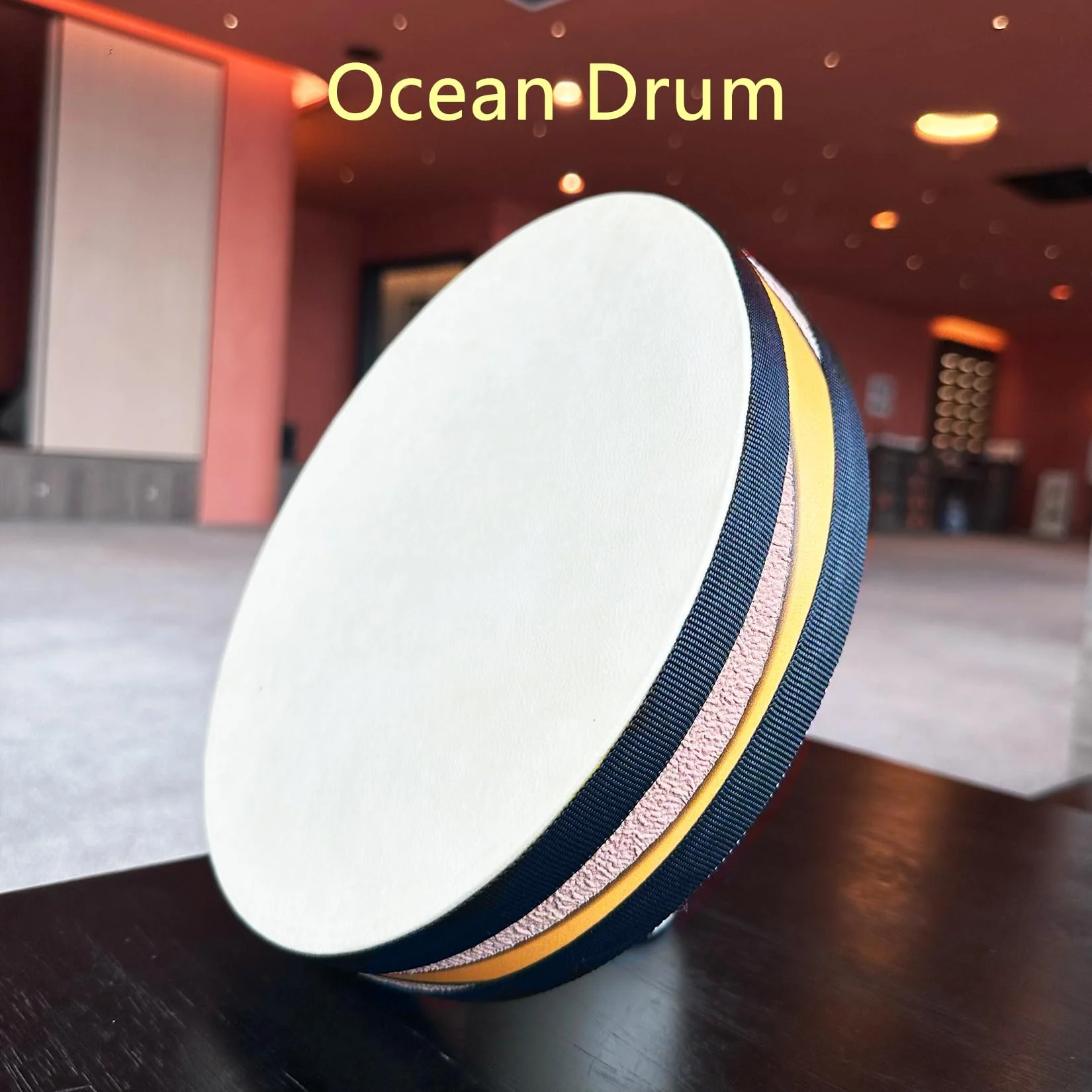 Ocean Drum,10'' Handmade Wooden,Natural sheepskin，Musical Healing Instrument, Orff Percussion, Simulates the Sound of Ocean Waves,For Recreation,Yoga Meditation, Stress Relief and Relaxation - Image 4